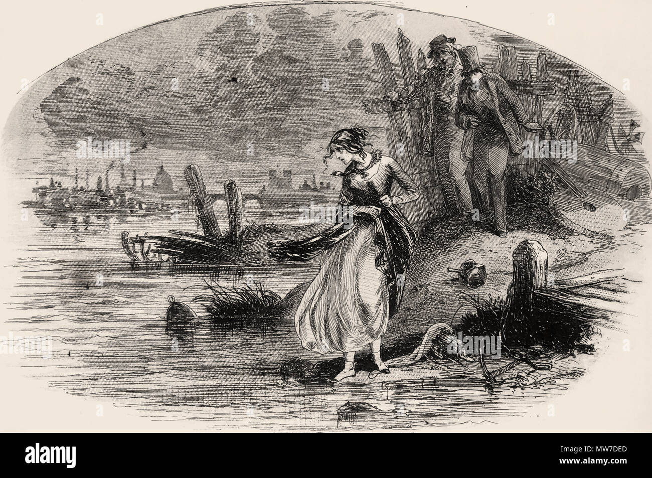H. K Browne - Englisch Illustrator - "Der Fluss" von H.K. Browne aus "David Copperfield" von Charles Dickens. London: Bradbury & Evans, 1850. Erste Buchausgabe Stockfoto