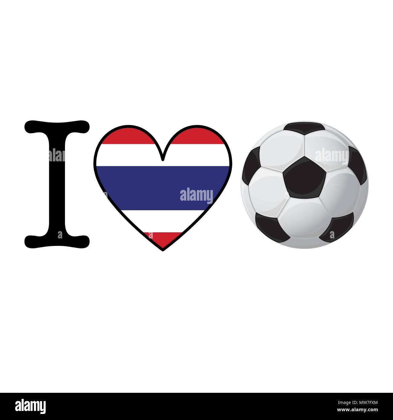 Ich liebe Fussball Banner mit Thailand Flagge. Liebe Fußball-Konzept Stock Vektor