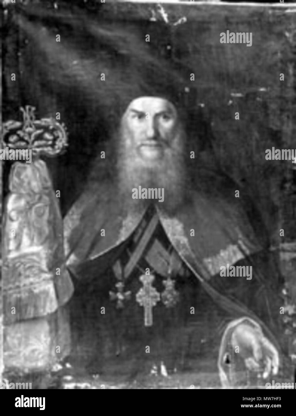 . Русский: Портрет архимандрита Московского Новоспасского монастыря Аполлоса. Dimka художник. Mitte. XIX C.. ANONIMUS 53 Apollos Alexeevsky Stockfoto