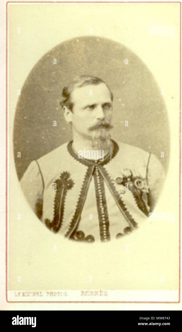 . Français: Athanase Charles Marie (18 Juin 1832 - Sainte-Reine-de-Bretagne † 9. Oktober 1911 - Saint-Père-Marc-en-Poulet), 2e Baron de La brigade Contrie, général de, Officier de la Légion d'Honneur (29. juillet 1871). 19 61 Athanase de Charette de La Contrie (1832-1911) Stockfoto