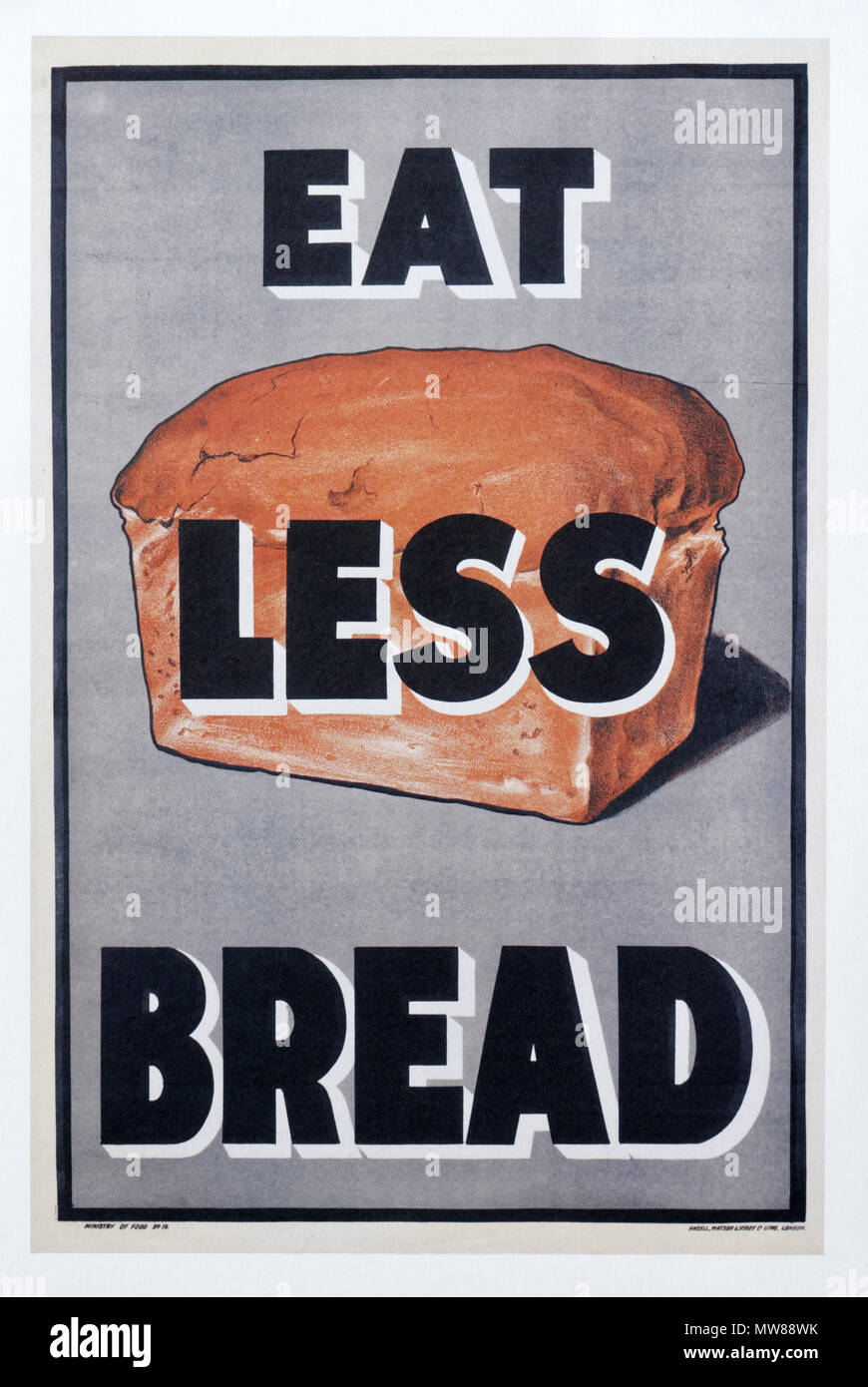 Eine britische Ersten Weltkrieg Plakat ecouraging Menschen nicht Brot Stockfoto