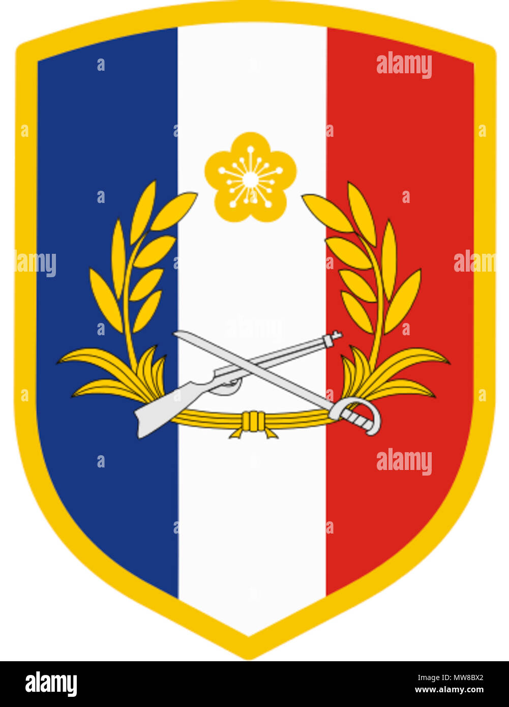 . 中文（繁體） ‎: 北高守備大隊隊徽 Englisch: Emblem von Beigan Gao-dan Garnison Bataillon. 23. Juli 2015. ROC Army 78 Bei gao Garnison Bataillon Stockfoto