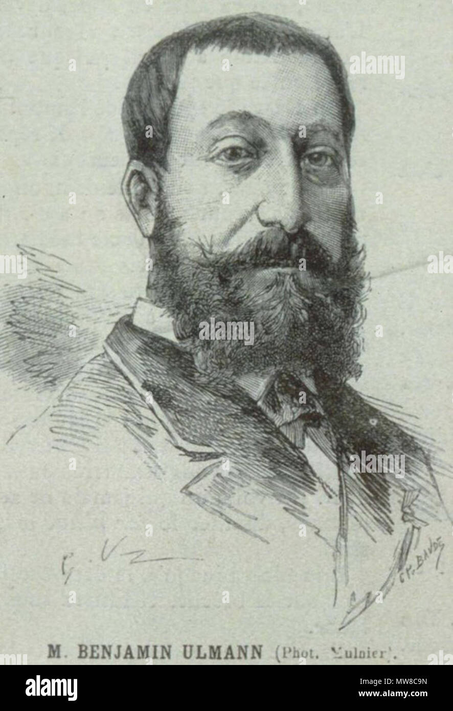 . Français: Portrait de Benjamin Ulmann par BAUDE (graveur) et MULNIER (photographe). 1884. BAUDE, graveur et MULNIER, Hg. (1884) 80 Benjamin Ulmann 1884 Stockfoto