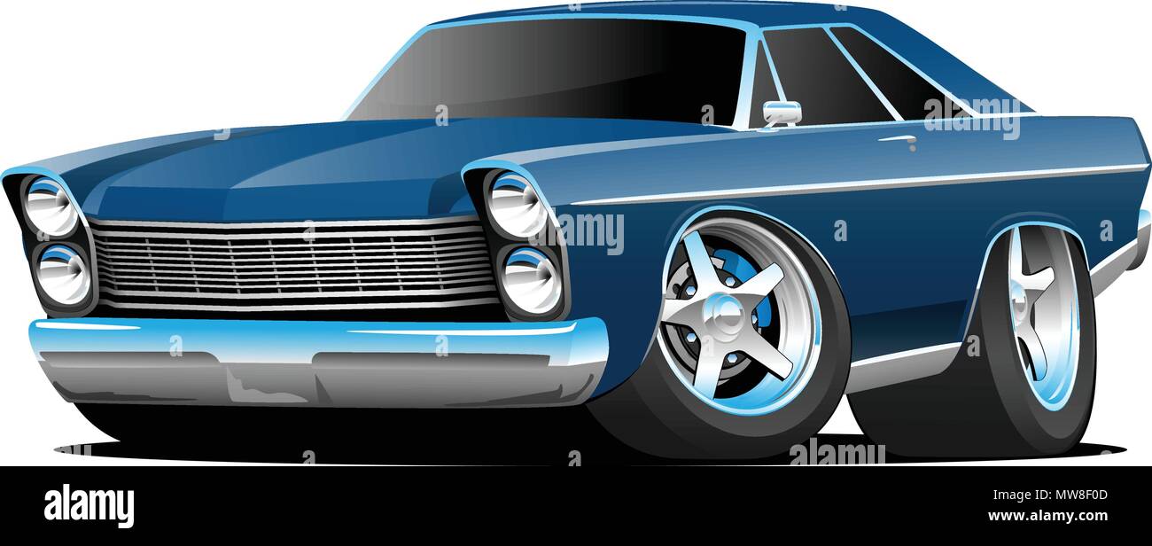 Klassischen 60er Style Big American Muscle Car Cartoon Vector Illustration Stock Vektor