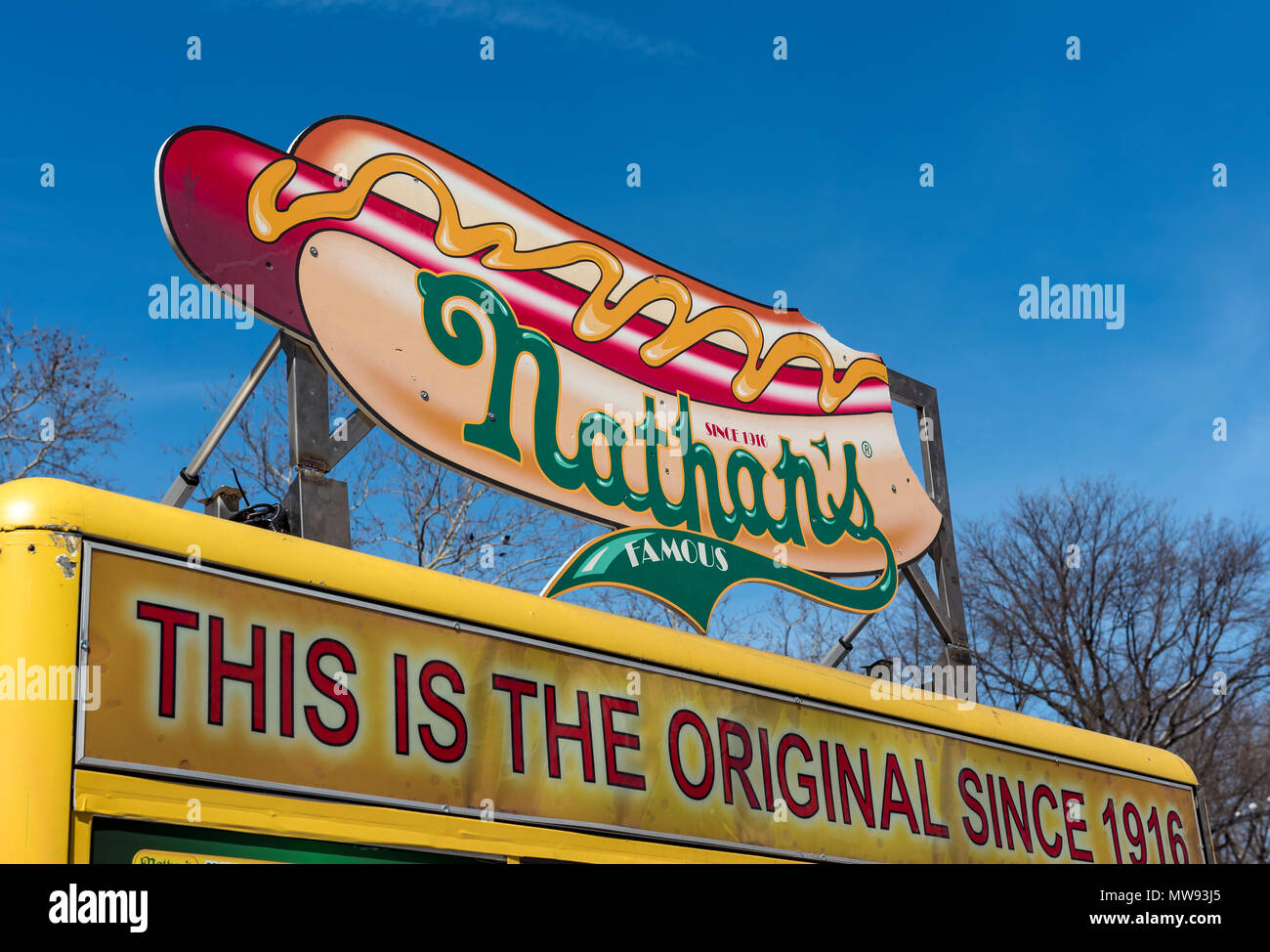 Nathan's berühmten Hot Dog Logo Stockfoto