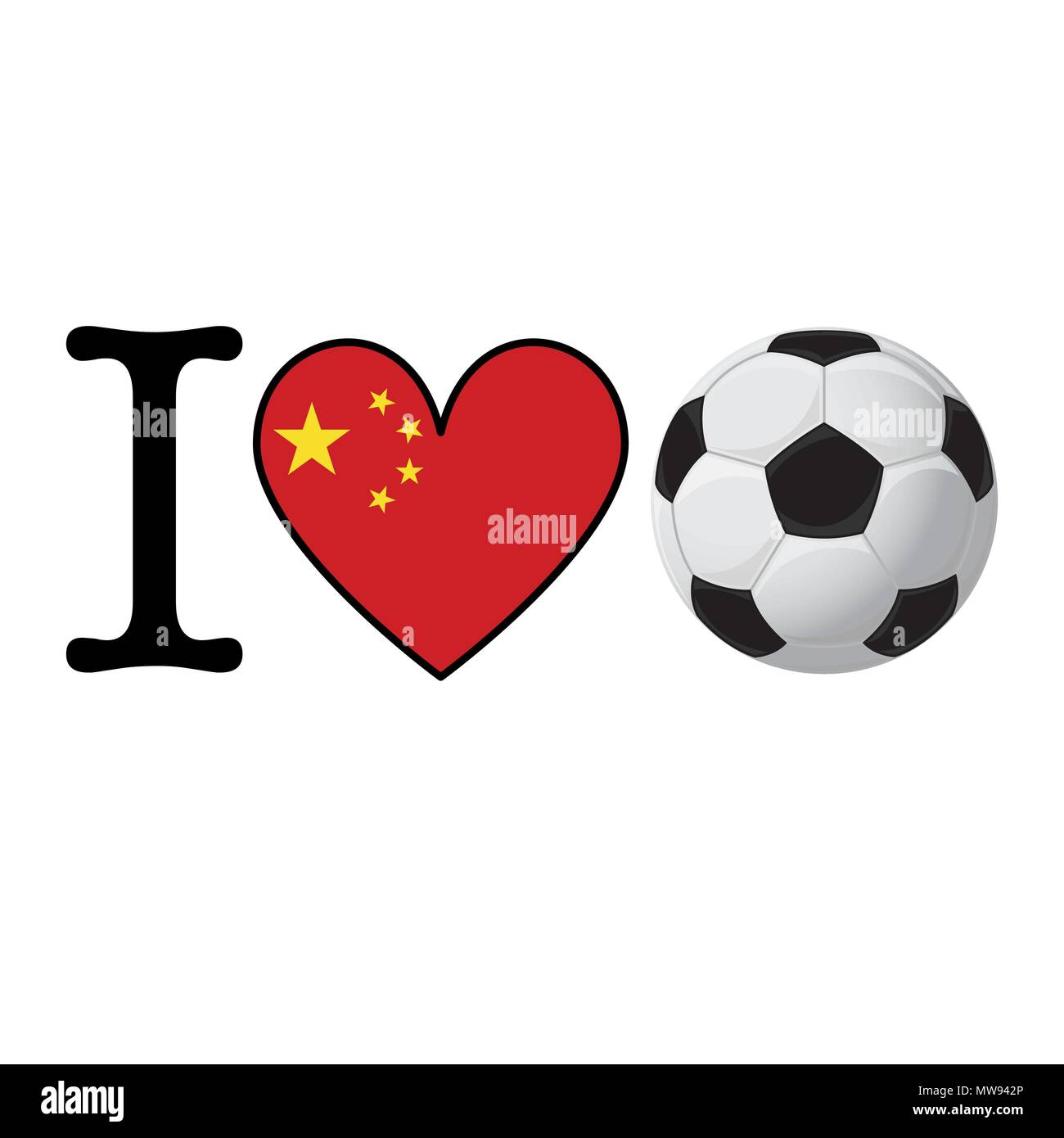 Ich liebe Fussball Banner mit China Flagge. Liebe Fußball-Konzept Stock Vektor