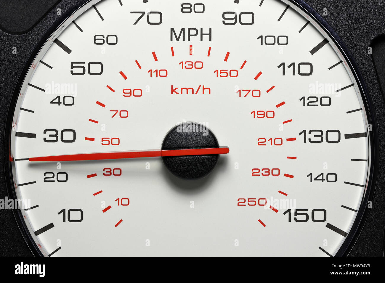 Tachometer bei 25 MPH Stockfoto