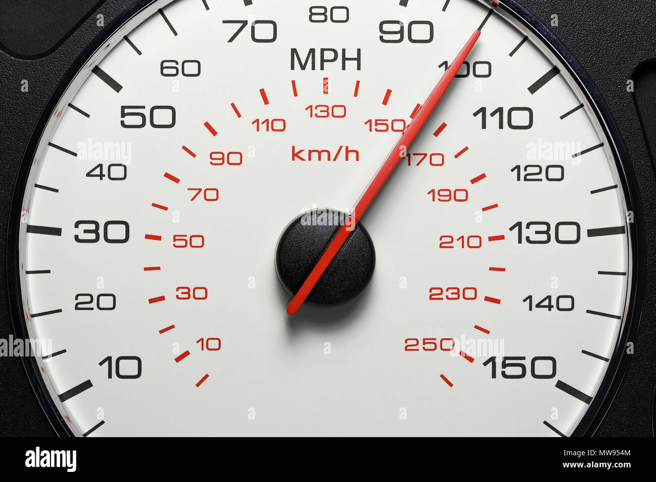 Tacho bei 100 km/h Stockfoto