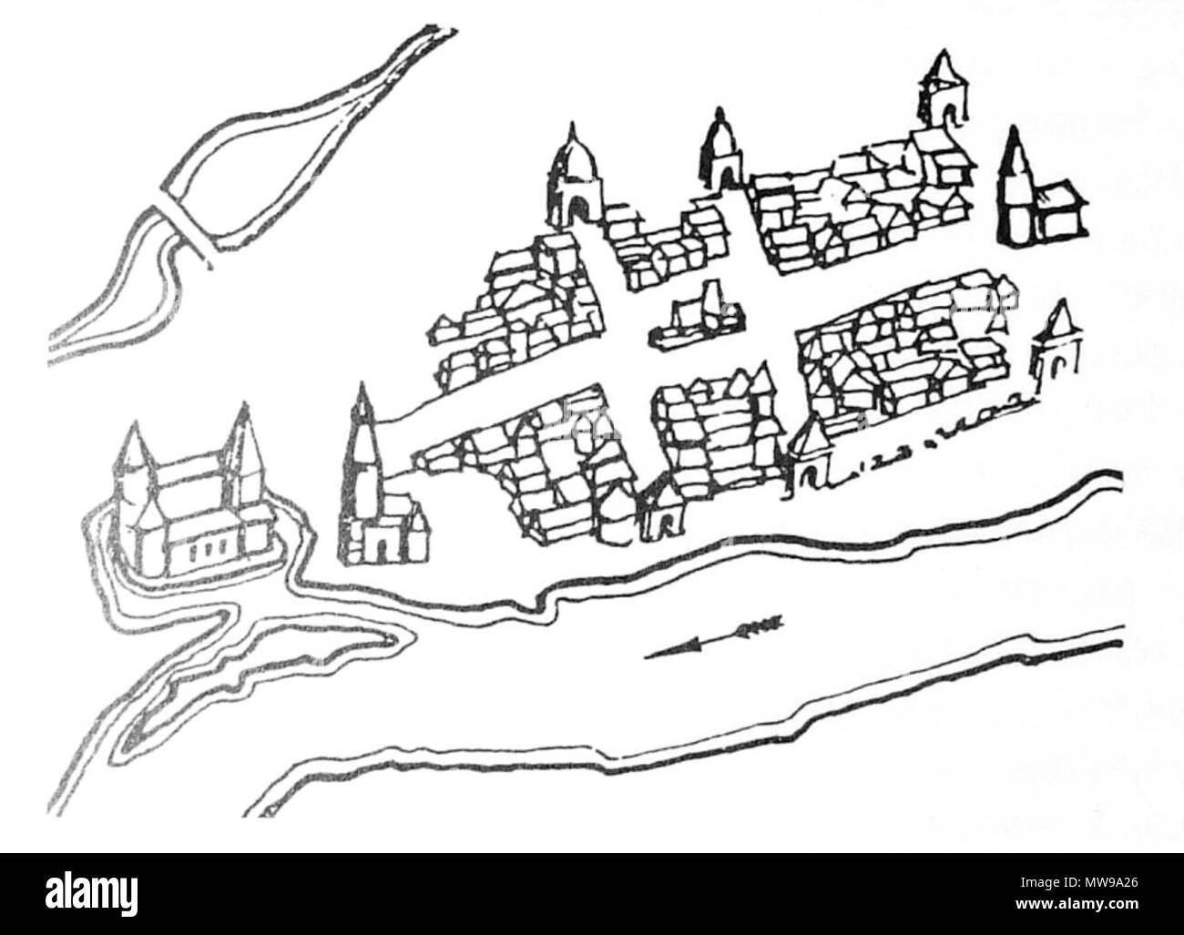 . Burg und Stadt Lyubcha, 17. 17. Jahrhundert. Unbekannt 87 BLR Lyubcha 17 thc Stockfoto