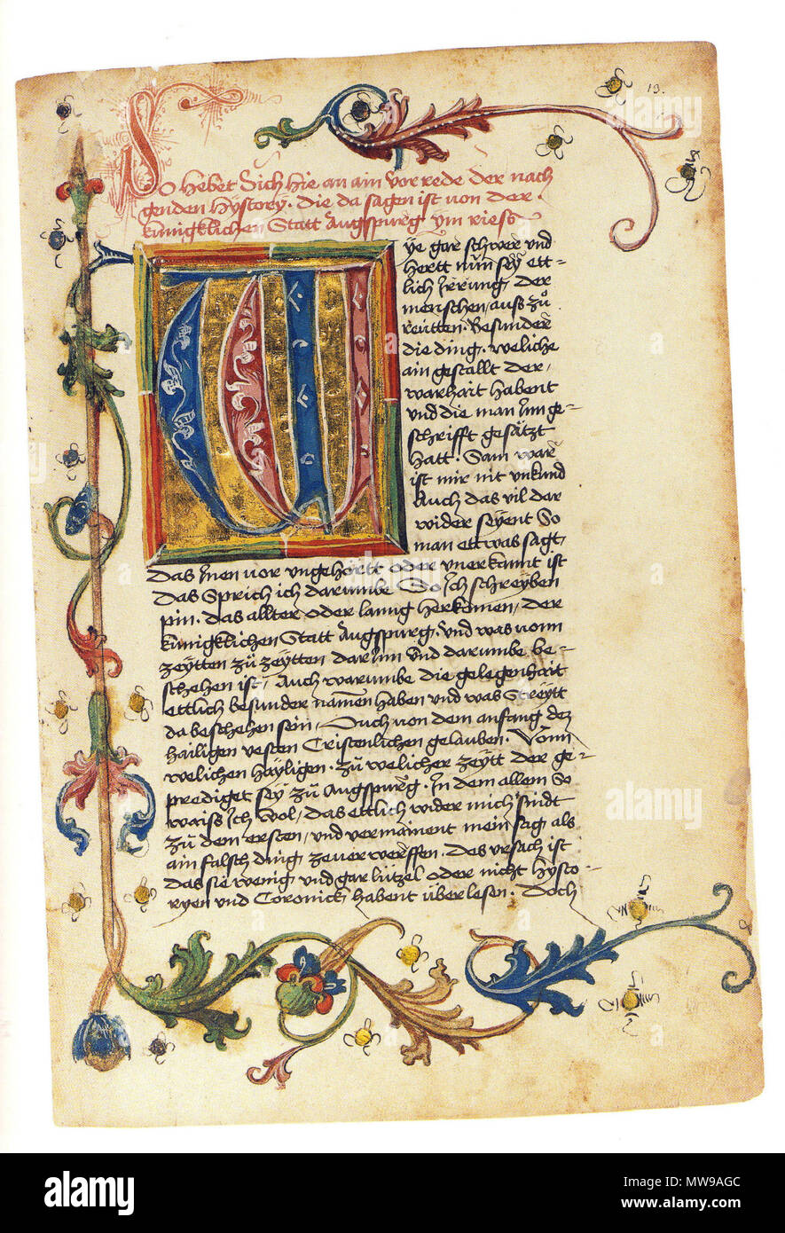 . München, Bayer. Staatsbibl., Cgm 213, Bl. 13 r, Hand des Augsburger Schreibers Konrad Bollstatter. ca. 1480. Konrad Bollstatter 90 Bollstatter Cgm 213 13 r Stockfoto