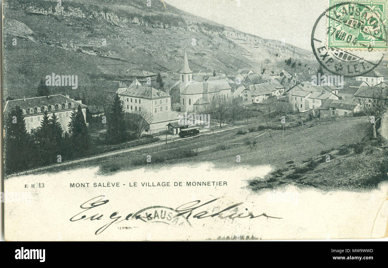 . Français: Mont Salève - Village de Monnetier (Haute Savoie, Frankreich). 1. Januar 1904. Scan Cyril Bhs 146 CPA-Dorf Monnetier Hte Savoie Frankreich Stockfoto
