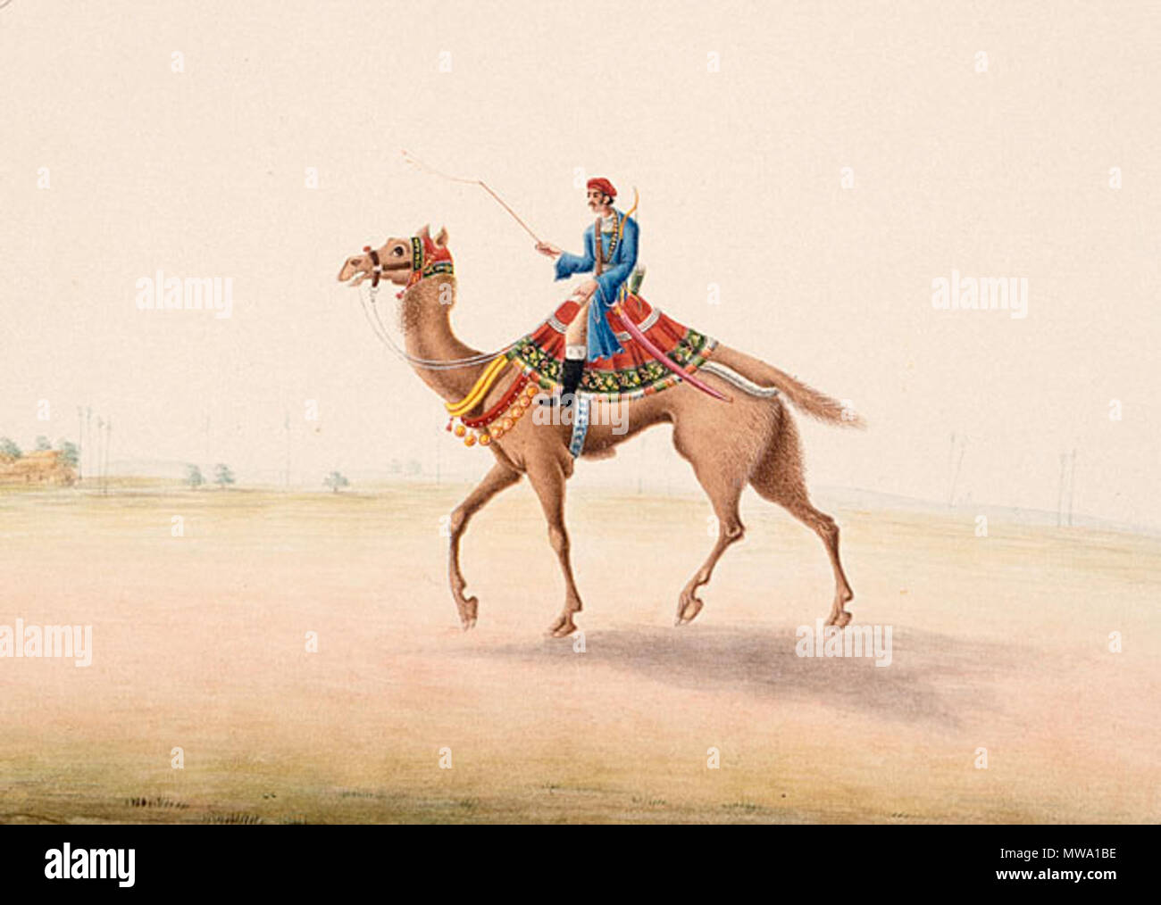 . Englisch: Indien, Bihar, Patna, Südasien Camel Rider, ca. 1825; Malerei Aquarell, Aquarell auf Papier, geprägtes Papier Rand, Bild: 5 5/8 x 7 1/2 in. (14.29 x 19.05 cm); Blatt: 9x10 15/16 in. (92.03 x 27.78 cm) Indische Kunst Special Purpose Fund (M. 90.63. 2) süd- und südostasiatischen Kunst Abteilung. . Ca. 1825 109 Camel Rider, Stockfoto