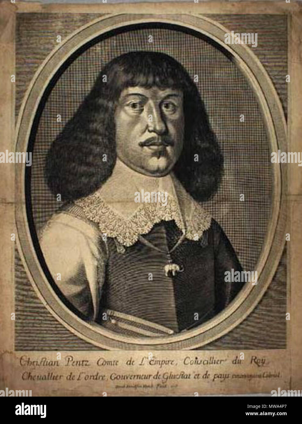 . Englisch: Portarait der Gouvernor von Glückstadt Christian Reichsgraf von Pentz (1600-1657). Vor 1650. unbekannt Ätzer 129 ChristianPentz 1600-1651 Stockfoto