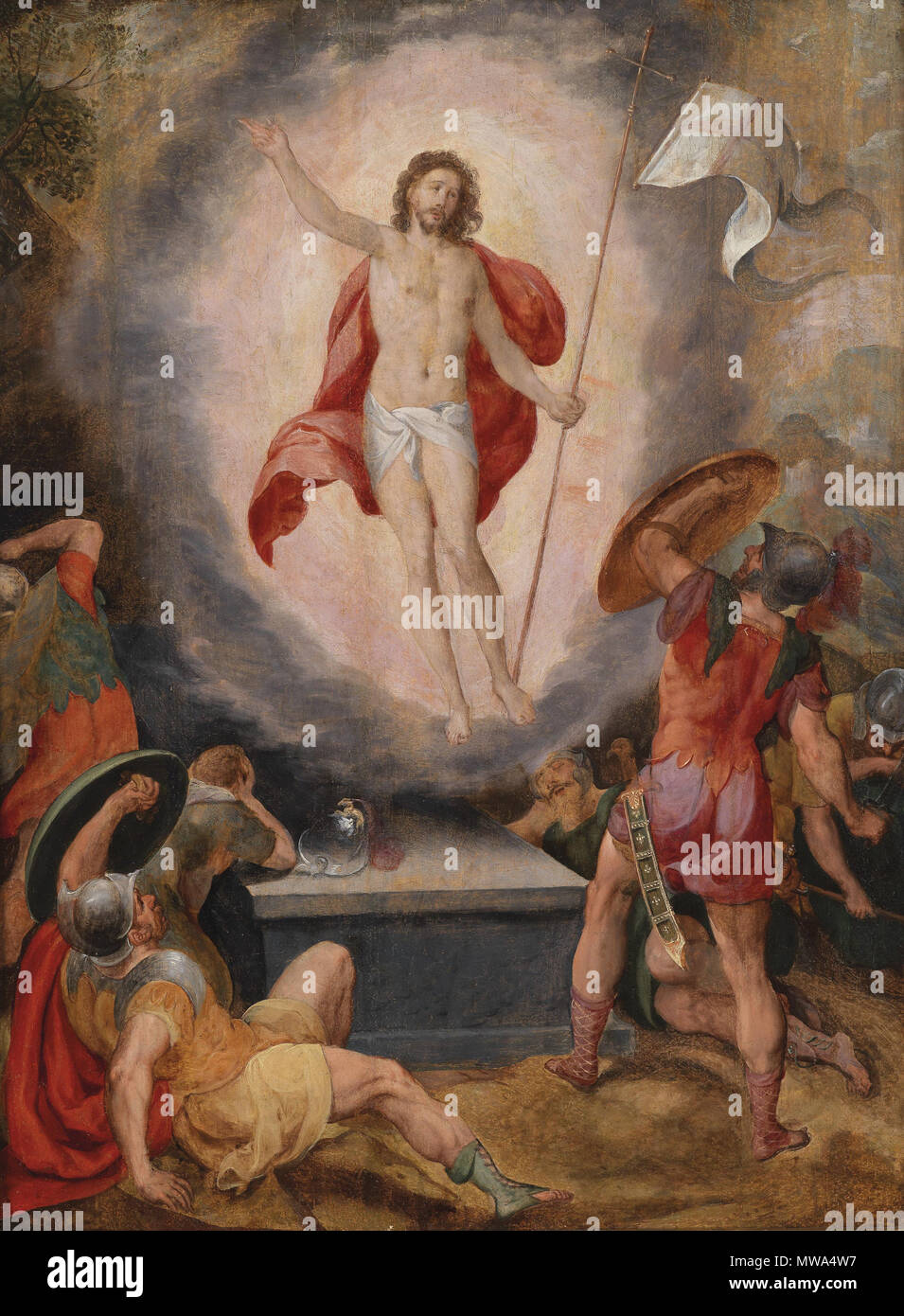 . English: Auferstehung Christi, Öl auf Holz, 60 x 48 cm Englisch: Auferstehung Christi sterben. Öl auf Leinwand, 60 x 48 cm. 16. Jahrhundert. English: Umkreis des Christoph Schwarz (um 1545 - 1592) Englisch: Kreis von Christoph Schwarz (C. 1545 - 1592) 129 Christoph Schwarz (cirlce) Auferstehung Christi Stockfoto