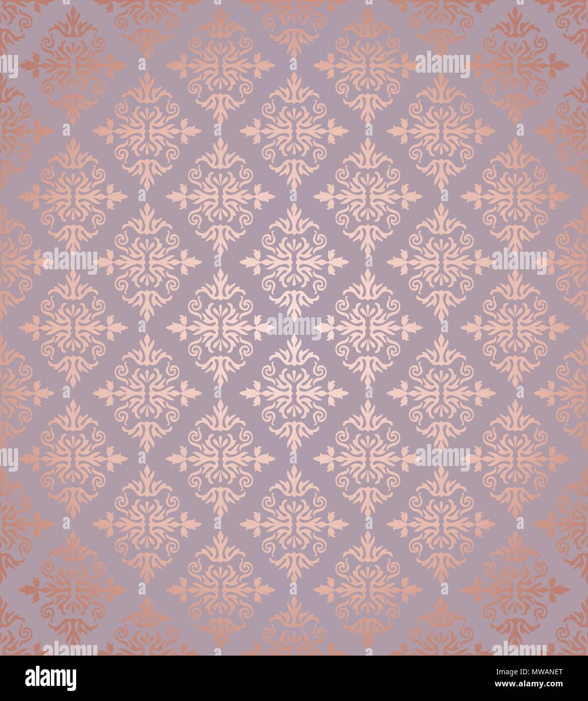 Nahtlose floral Damascener Rose Gold Tapete Muster. Dieses Bild ist ein  Vektor Illustration Stock-Vektorgrafik - Alamy