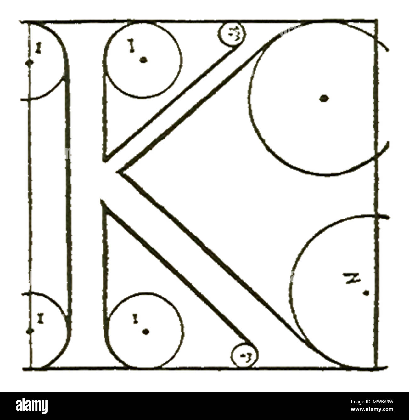 215 Francesco Torniello da Novara Buchstabe K 1517 Stockfoto