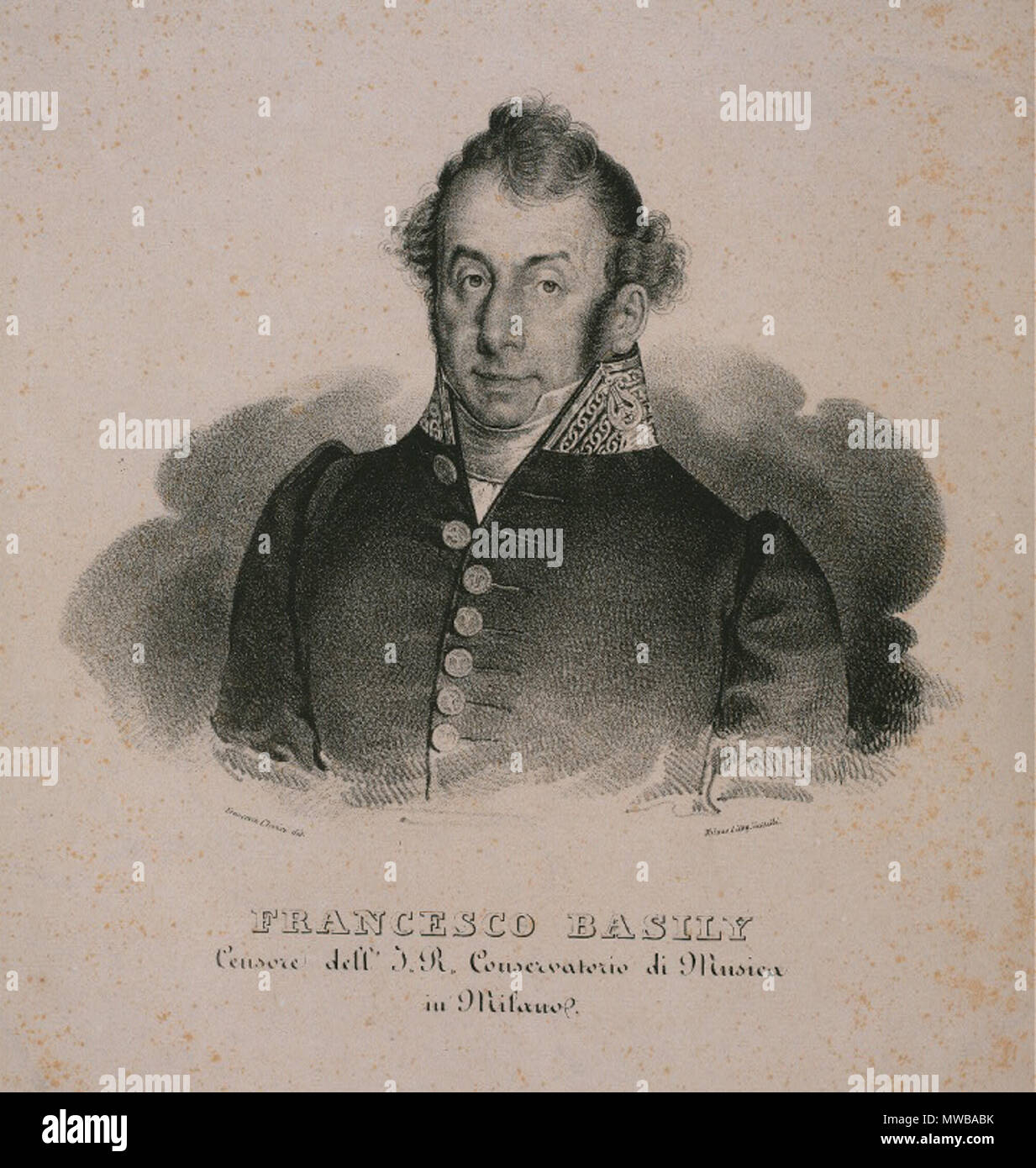 . Englisch: Francesco Basily, (1767-1850], Italienischer Komponist: Francesco Čeština Basily, (1767-1850], italský Dirigent ein hudební skladatel. Datum unbekannt. Clerici, Francesco 215 FrancescoBasily Stockfoto
