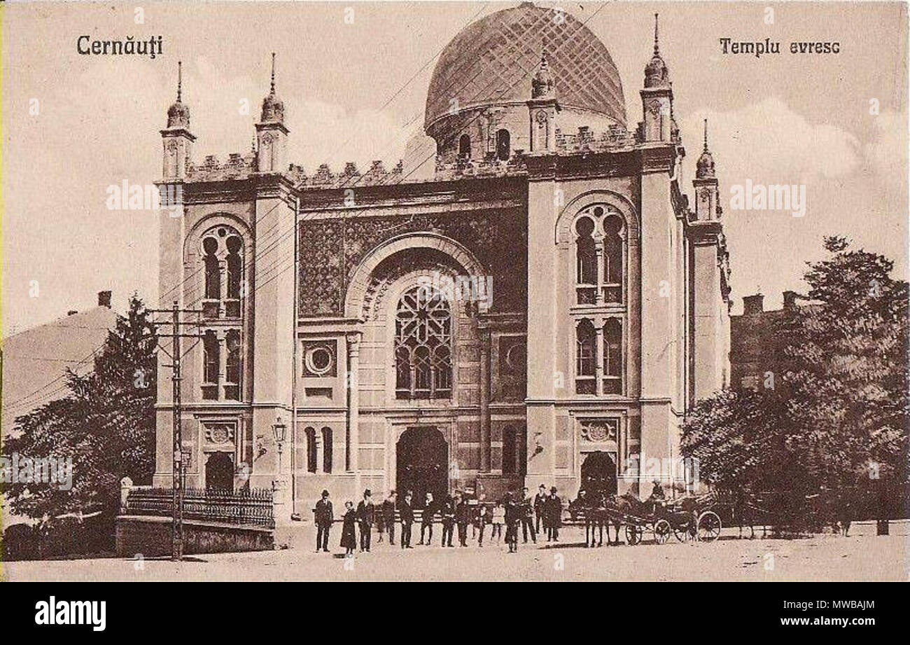 . Englisch: Tempel Synagoge in Czernowitz. 1920er-Jahre. Unbekannt 149 Czernowitz, Tempel - Postkarte Stockfoto