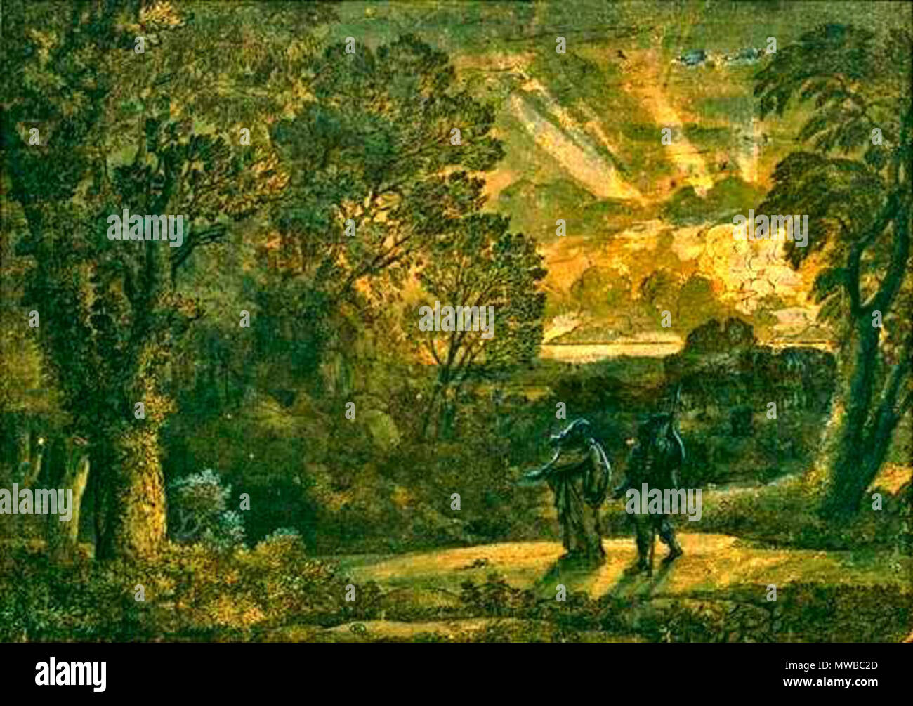 . Die Sibylle von Cumae führenden Aeneas in der Unterwelt (Enhanced Image). ca. 1673. Claude Gellée abgeleitete Arbeit: BluishPixie (Talk) 156 Deiphobe und Aeneas in der Unterwelt von Claude Gellee Stockfoto