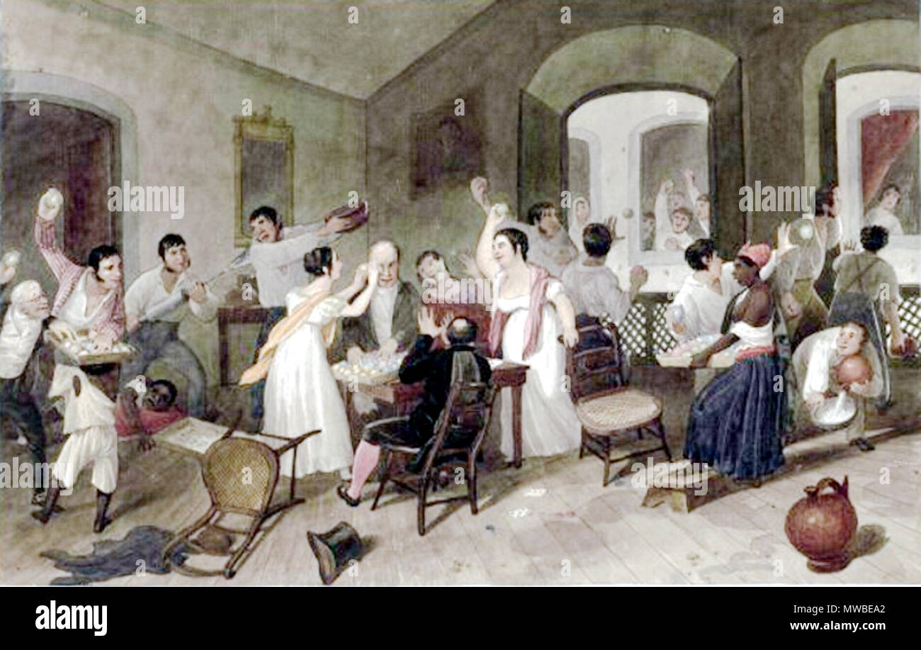 Englisch Spiele Wahrend Der Karneval In Rio De Janeiro Aquarell 21 6 X 34 Cm Portugues