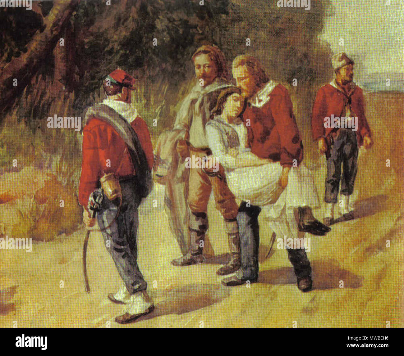 . Italienische Revolutionär Giuseppe Garibaldi und seine sterbenden Begleiter Anita Garibaldi Flucht aus San Marino 1849 234 Garbaldieanita Stockfoto
