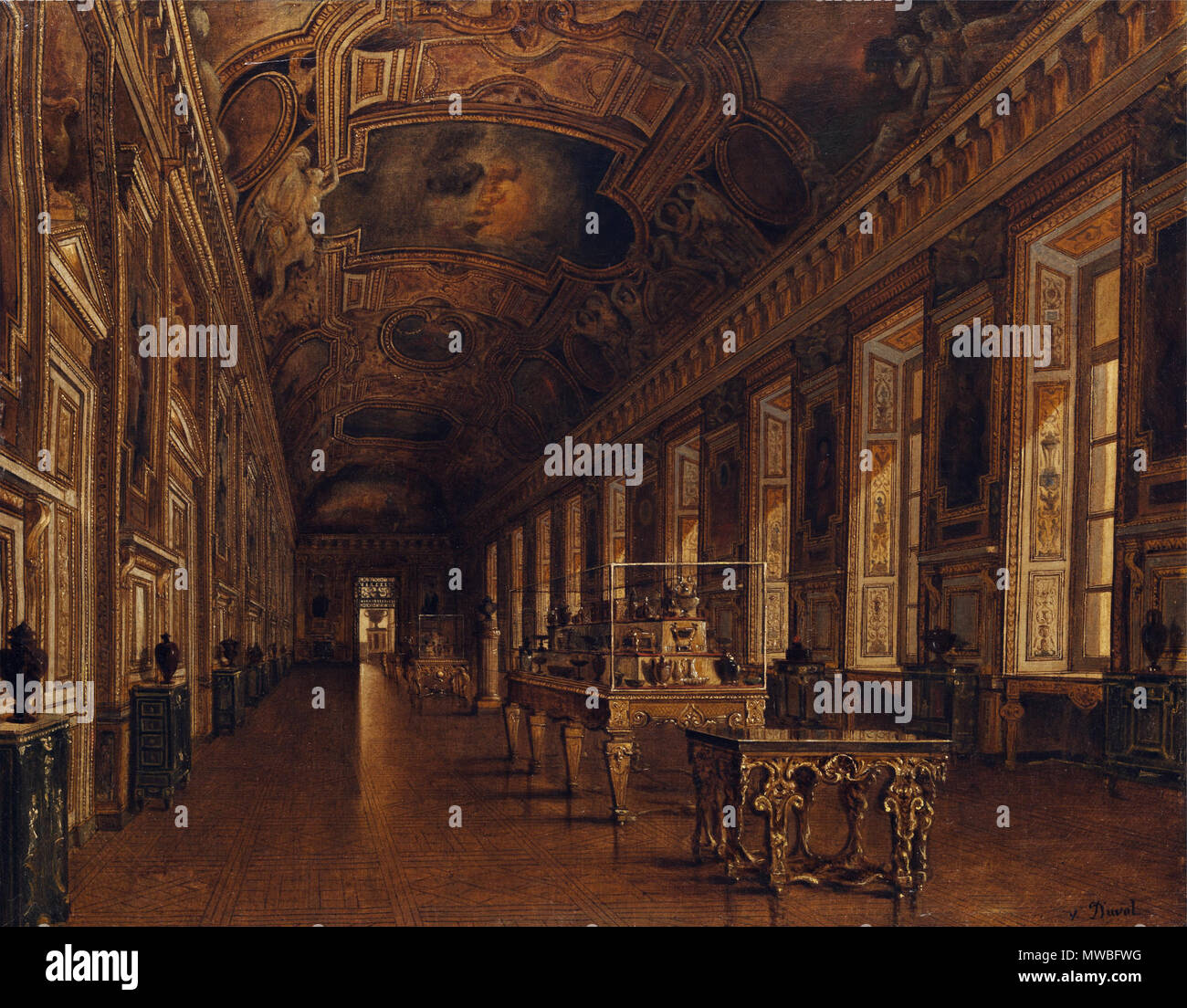Interieur De La Galerie D Apollon Au Louvre English Inneres Der Apollo Galerie Im Louvre Ol Auf Leinwand 63 X 79 Cm Rechts Unten Signiert 19 Jahrhundert Francais Galerie Apollon Musee Du Louvre