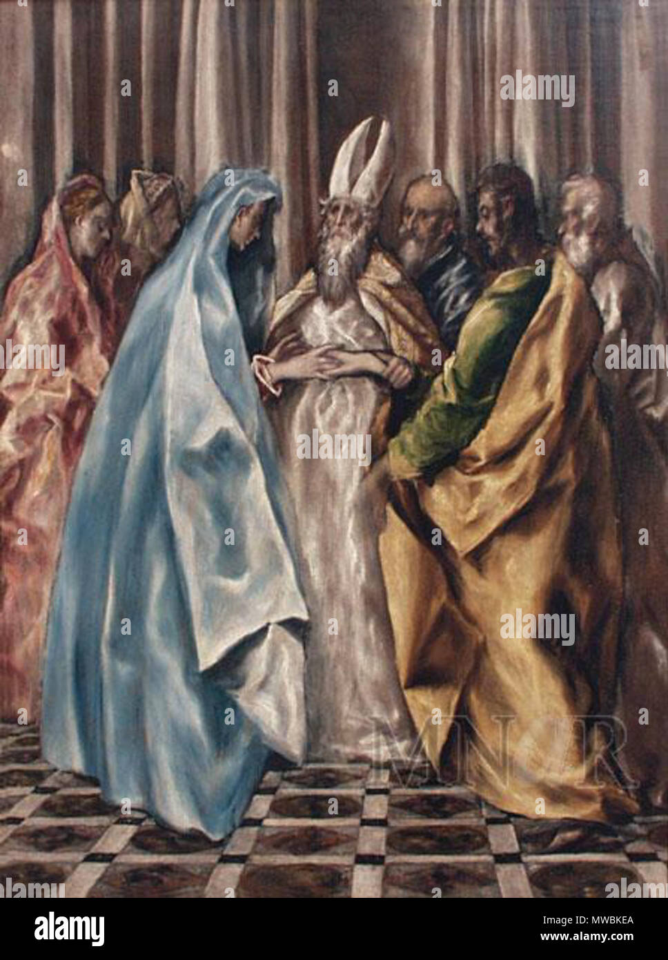 . 16. - 17. Jahrhundert. El Greco (1541-1614) Alternative Namen Geburt Name: domenikos Theotokópoulos Ελληνικά: Δομήνικος Θεοτοκόπουλος Beschreibung Spanisch-italienisch Maler, Bildhauer, Architekt und Künstler Geburtsdatum / Tod 1. Oktober 1541 7. April 1614 Ort der Geburt / Todes Kreta Toledo Arbeitsort Toledo, Kreta, Venedig, Rom Authority control: Q301 VIAF: 100215785 ISNI: 0000 0001 2283 440 X ULAN: 500010916 81070611 LCCN: n NLA: 36566544 WorldCat 182 El Greco - Die Ehe der Jungfrau Stockfoto