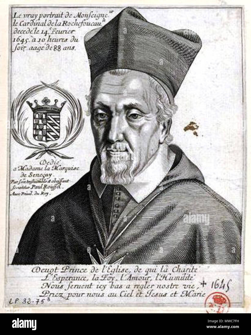 219, Kardinal François de La Rochefoucauld (1567-1645) Stockfoto