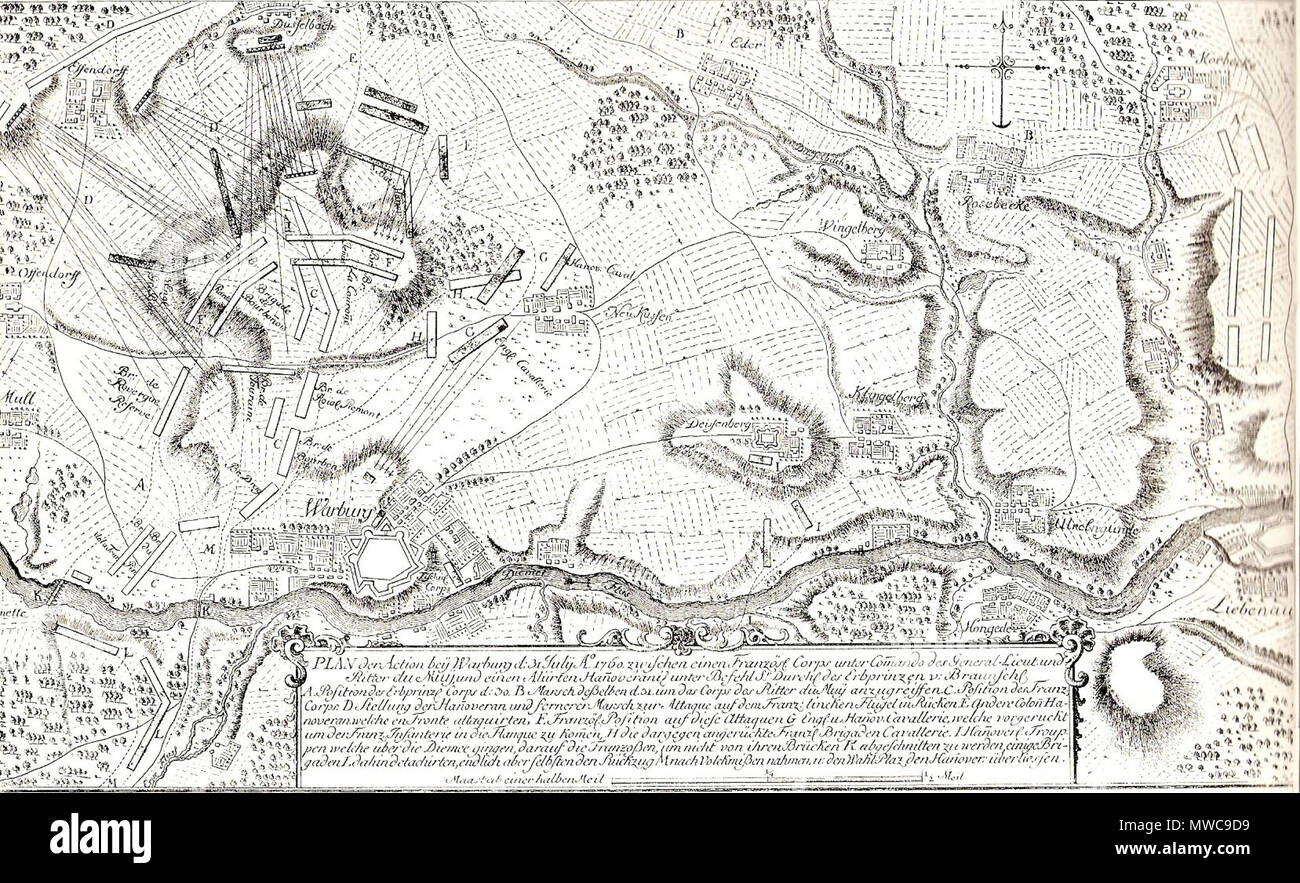 . Planen der Aktion beÿ Warburg d. 31. Julÿ A.˚ 1760. ca. 1760. Unbekannt 546 Schlacht von Warburg Stockfoto