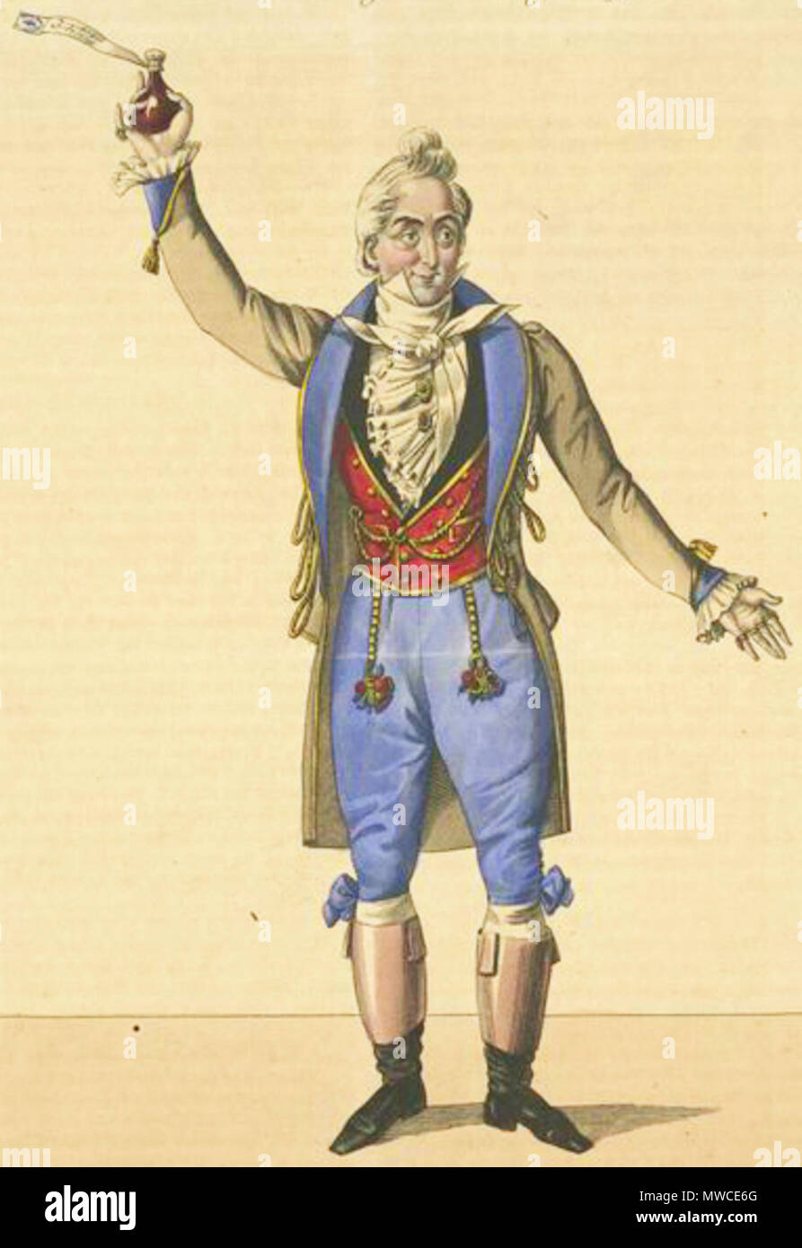 . Englisch: Giuseppe Frezzolini (1789-1861) als Dr Dulcamara in Donizettis L'elisir d'amore, die am Teatro della Canobbiana, Mailand uraufgeführt, am 12. Mai 1832. 19. Undeciphered 246 Giuseppe Frezzolini in Donizettis L'elisir d'amore Stockfoto