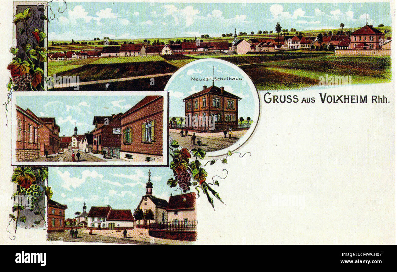 . Gruß aus Volxheim, 1902 Postkarte. Januar 2008. McLeod 255 Gruss aus volxheim Postkarte 1902 Stockfoto