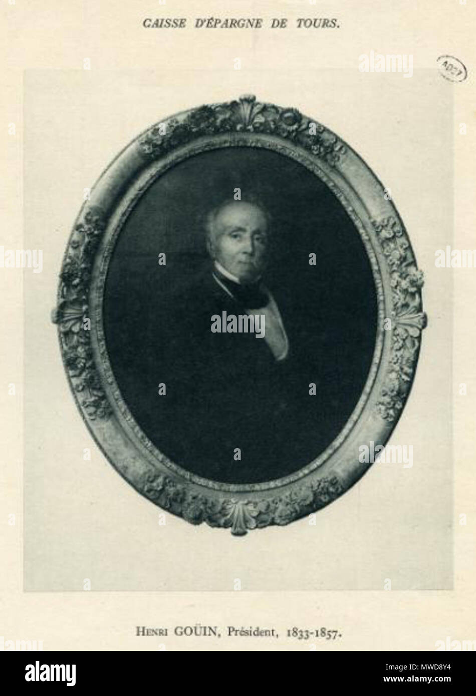 . Français: Henry Goüin (1782-1861), Président de la Caisse d'Epargne de Tours de 1833 à 1857. 19. Unbekannt 272 Henrigouin Stockfoto
