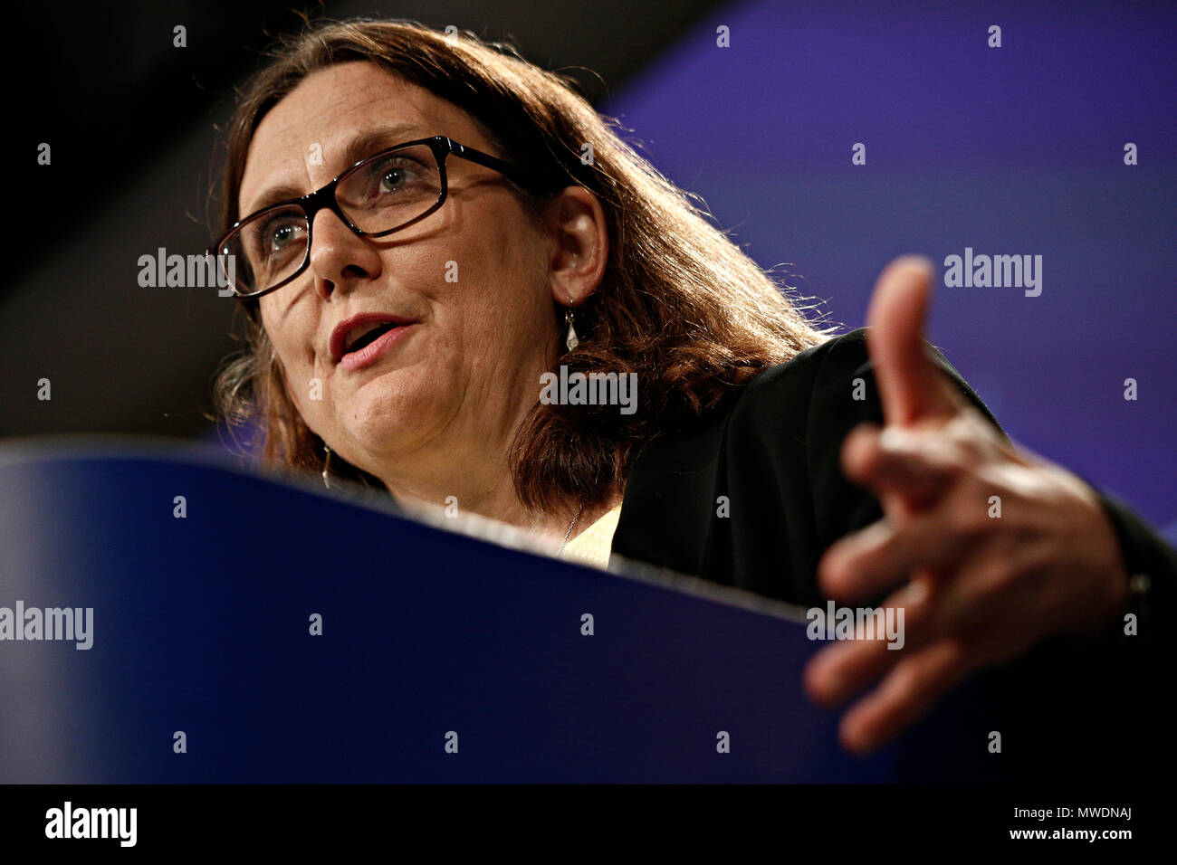 Brüssel, Belgien. 1. Juni 2018. Pressekonferenz mit EU-Kommissarin Cecilia Malmström auf dem US-Beschränkungen für Stahl und Aluminium in der Europäischen Union. Alexandros Michailidis/Alamy leben Nachrichten Stockfoto