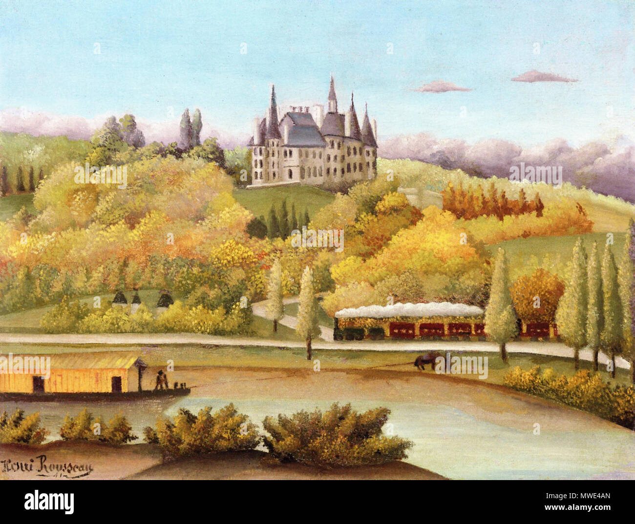. Ufer der Marne. 1906 271 Henri Rousseau - Ufer der Marne. Stockfoto