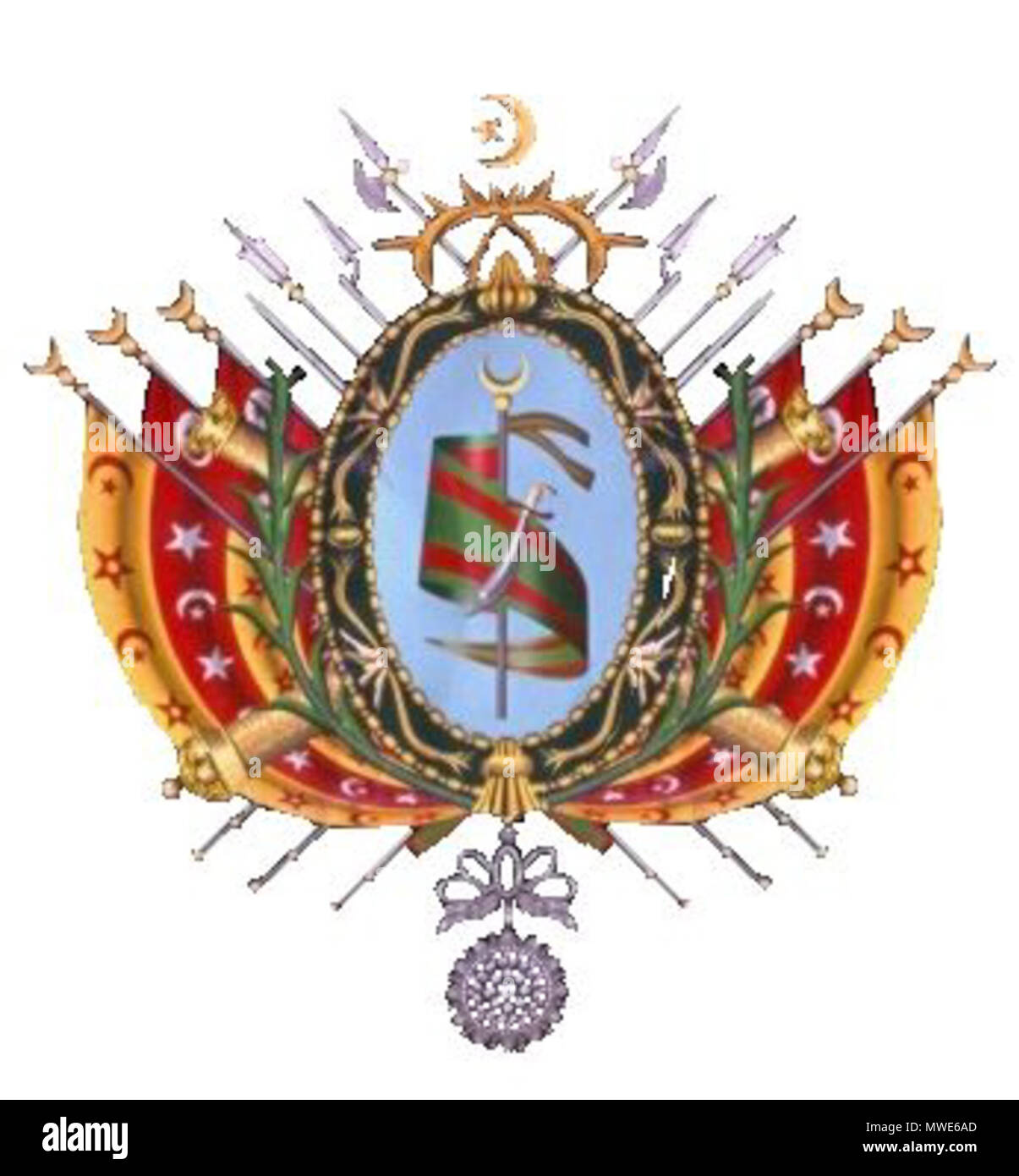 . Het Grote Wapen van Tunesie als koninkrijk 1900. ca. 1900. De regering van Tunesie 276 Het Grote Rijkswapen van Tunesie als Koninkrijk Stockfoto