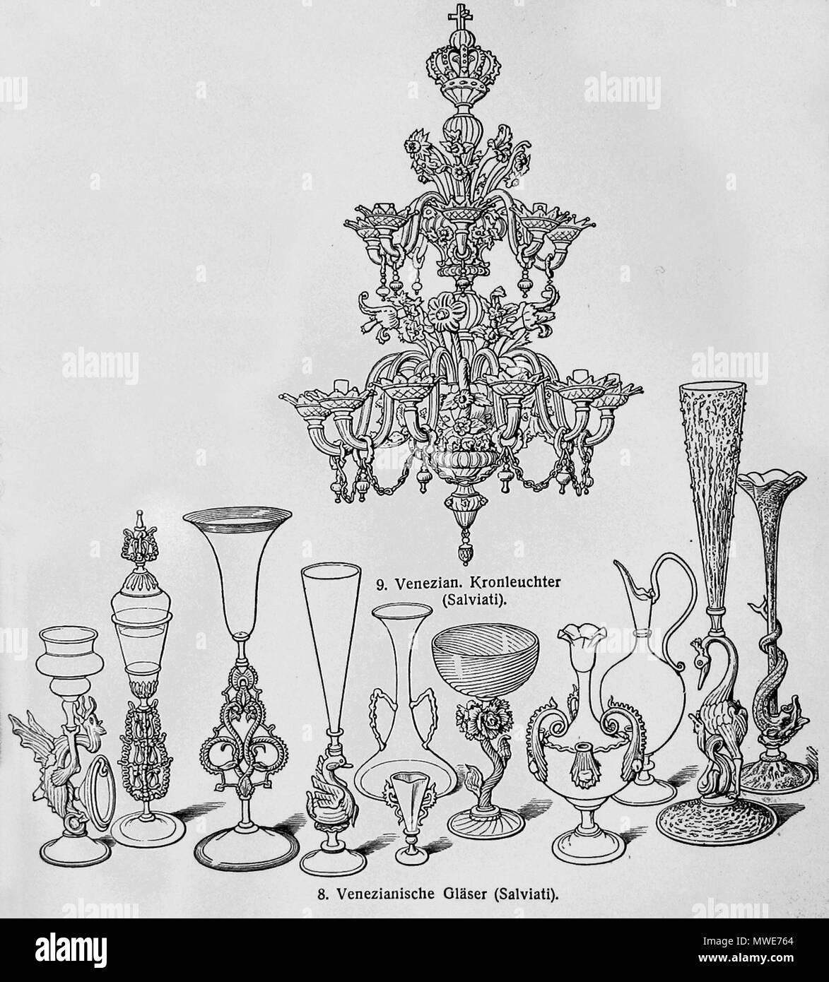 . Englisch: 19. Jahrhundert Salviati Glaswaren aus Murano/Venedig in Italien. 1888. Anonym 539 Salviati Meyers Lexikon Stockfoto