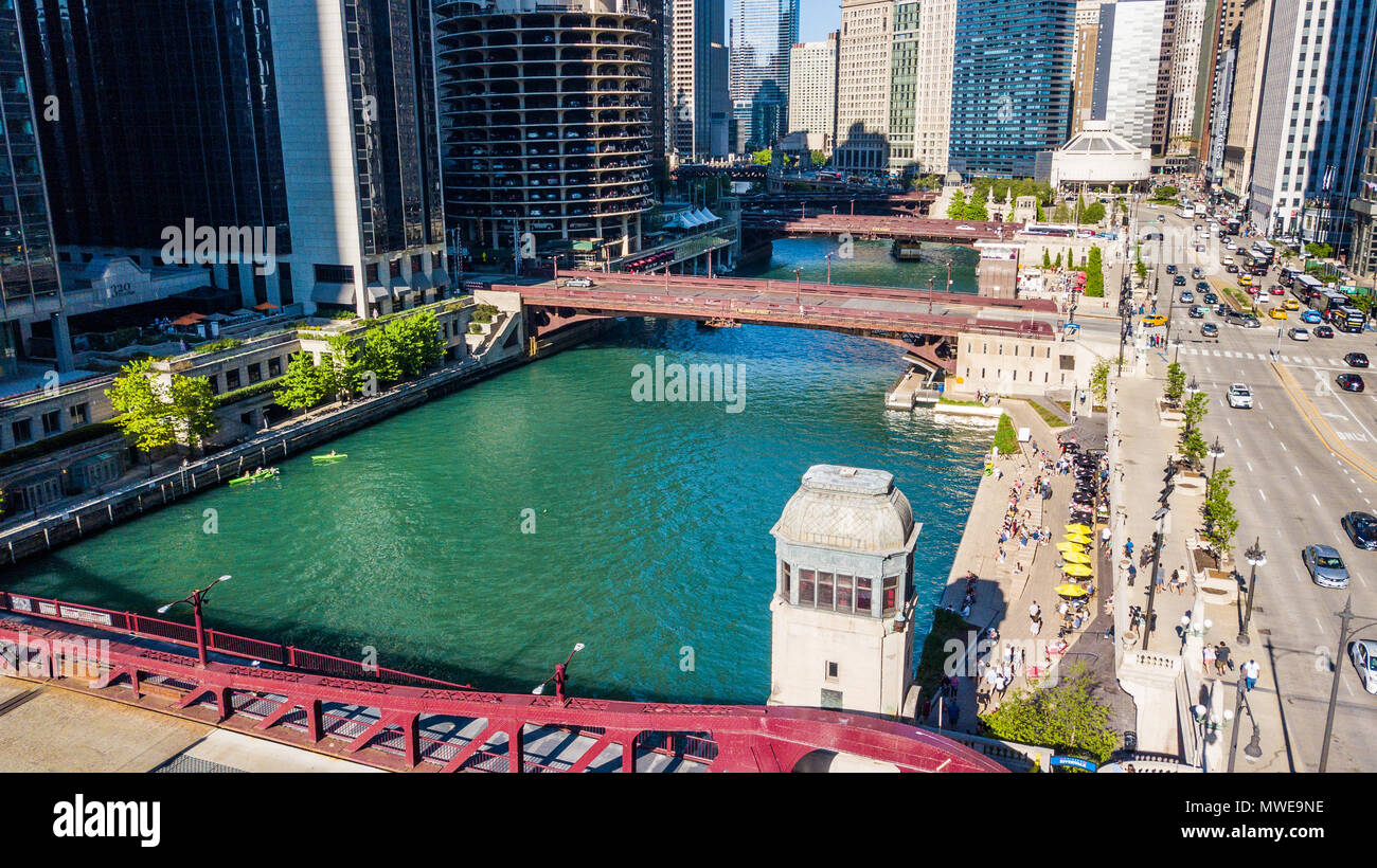 Riverwalk, Chicago, Fluß, Chicago, IL, USA Stockfoto