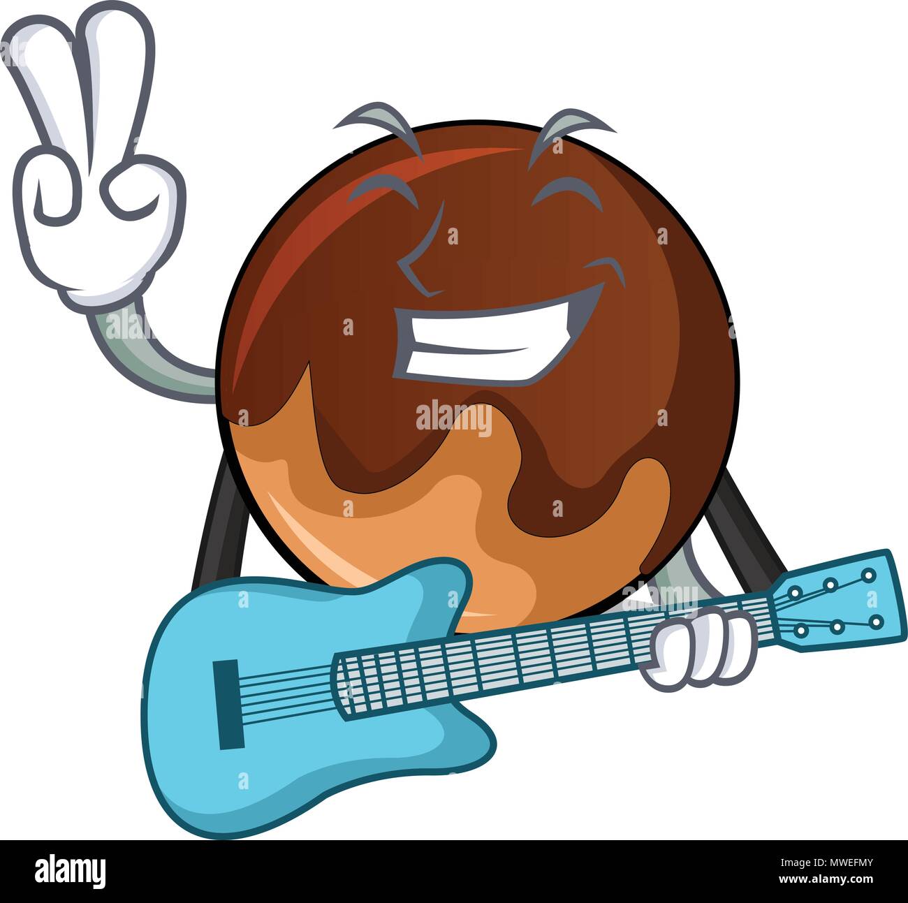 Mit Gitarre Schokolade donut Maskottchen Karikatur Stock-Vektorgrafik -  Alamy