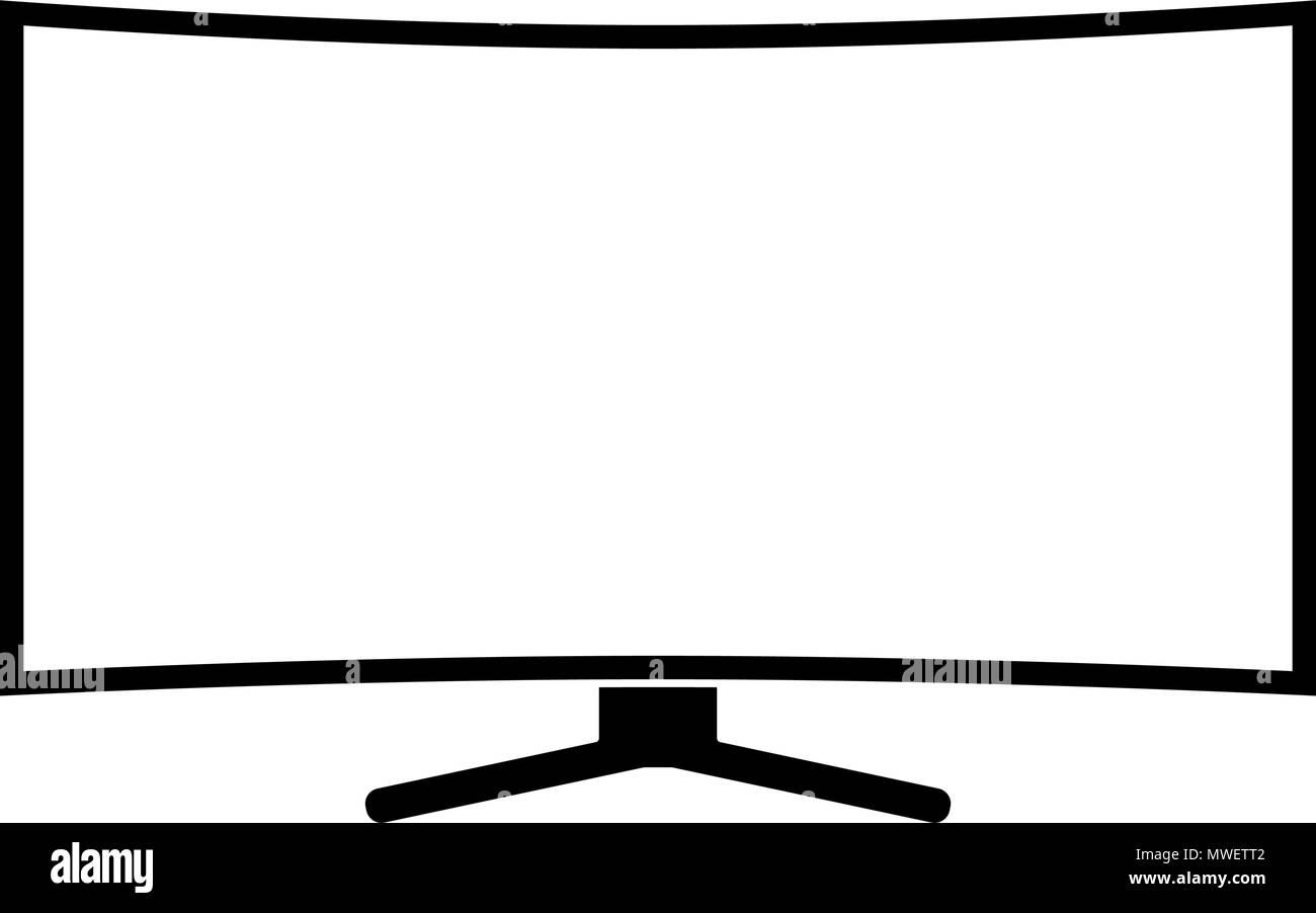 Schwarz hd-tv Silhouette isoliert auf weißem Stock Vektor