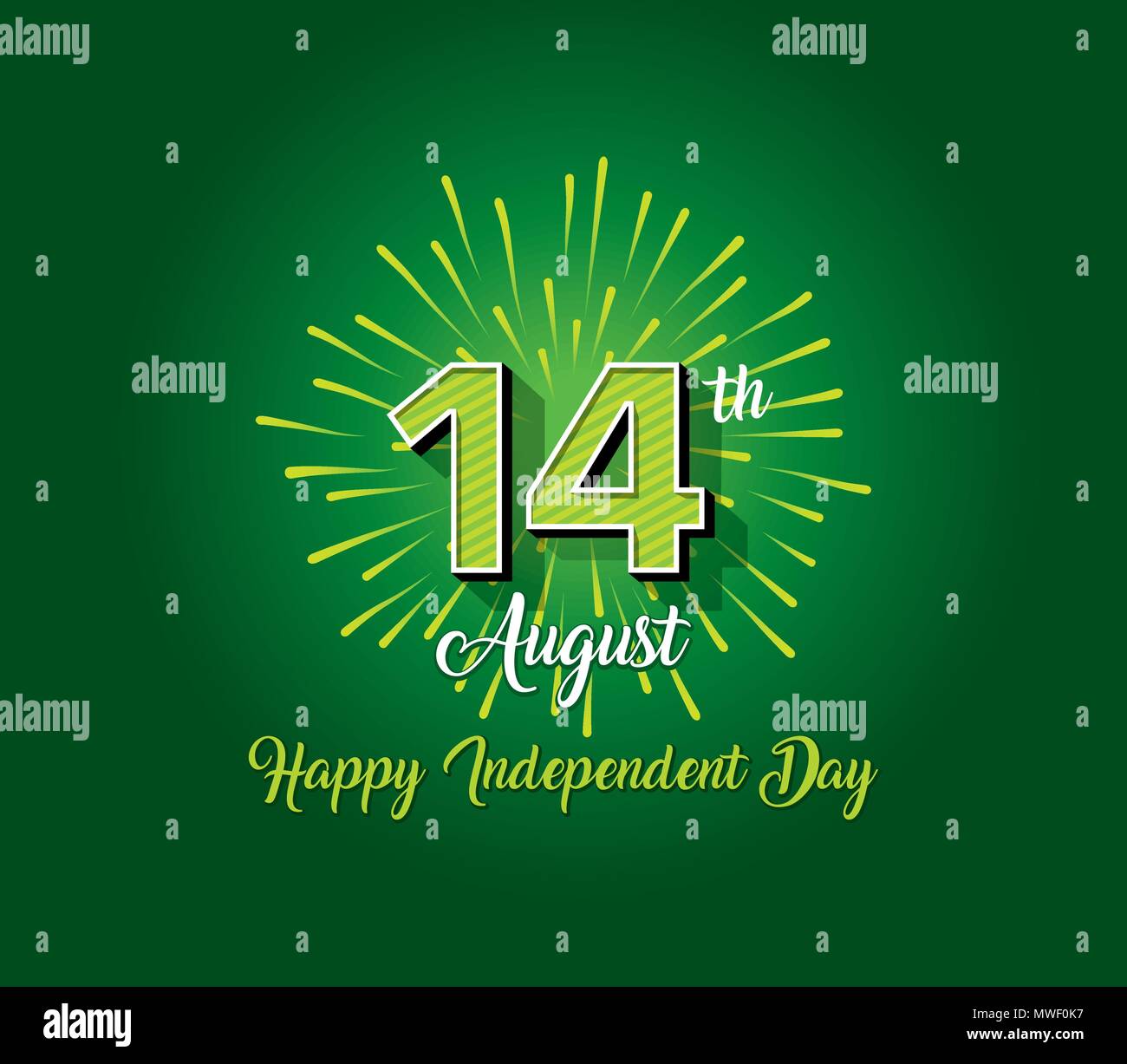 Pakistan Independence Day Wallpaper, 14. August Logo mit Feuerwerk Stock Vektor