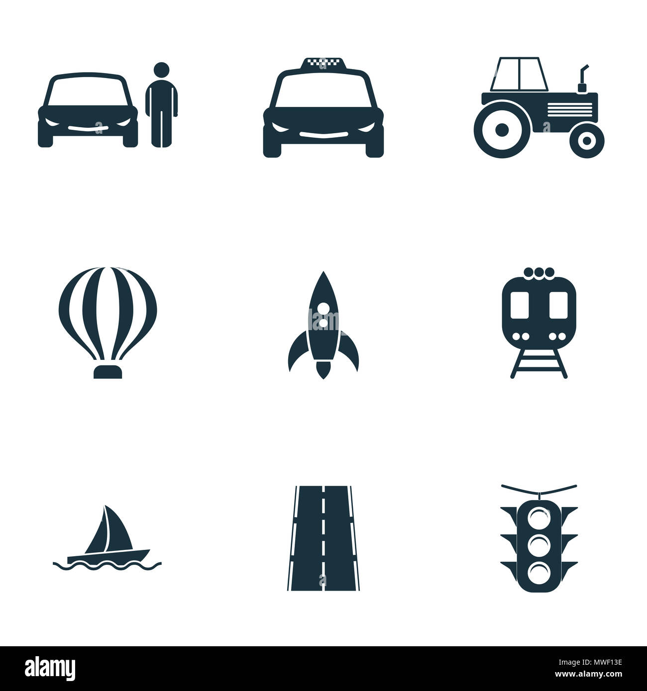 Set transport Icons Sammlung im flachen Design. Stadt verkehr, vihecles,  Auto, Luft Ballon, Rakete für Web Design, Präsentationen, mobile Apps. City  Transport Icons auf weißem Hintergrund Stockfotografie - Alamy