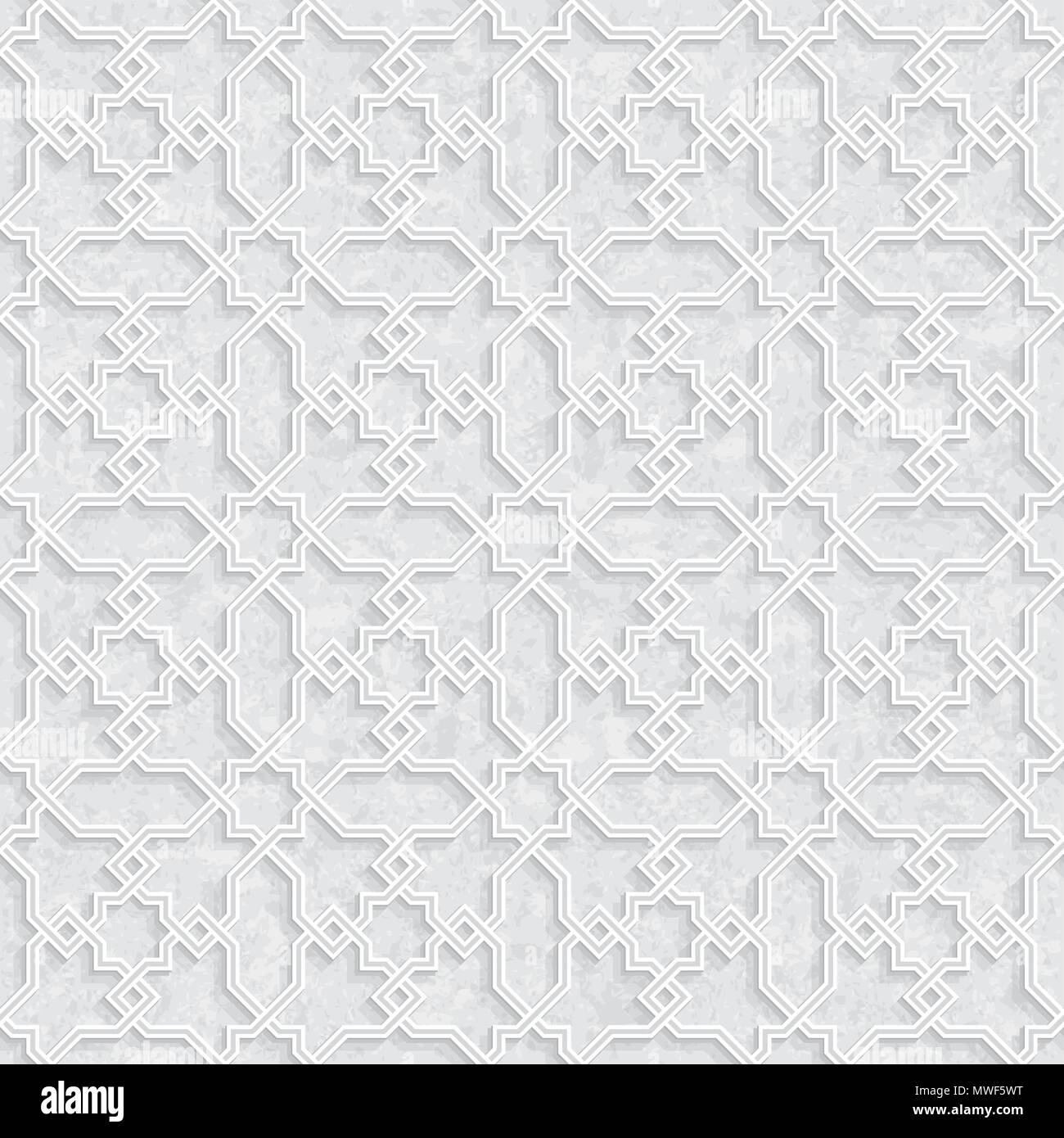 Arabesque Muster mit Grunge hellgrauen Hintergrund, Vector Illustration Stock Vektor