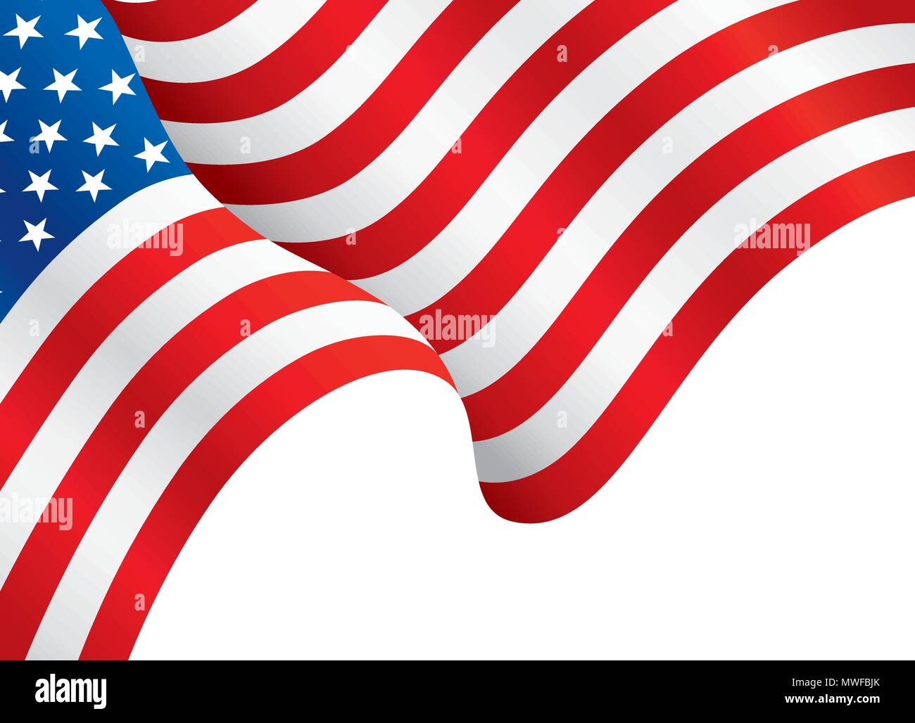 USA-Flagge im Wind. Flagge Hintergrund Vorlage, Vector Illustration Stock Vektor