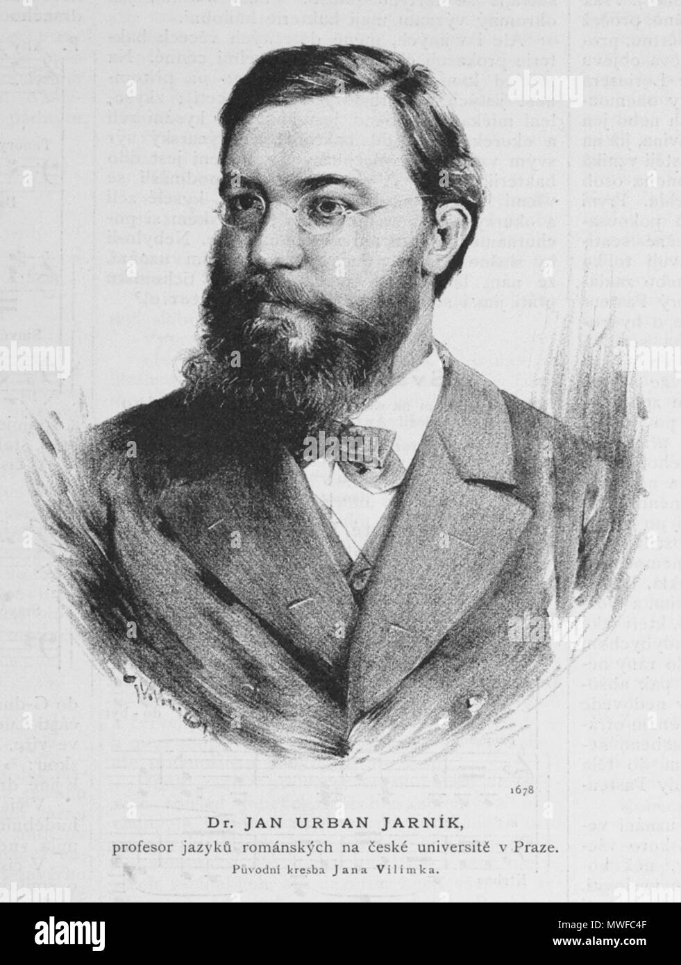 . Englisch: Porträt von Jan Urban Jarník (1848-1923), Professor für Romanische Sprachen und Förderer der Czech-Romanian Zusammenarbeit. 11. Juni 1886. Jan Vilímek (1860-1938) 308 Jan Urban Jarnik 1886 Vilimek Stockfoto