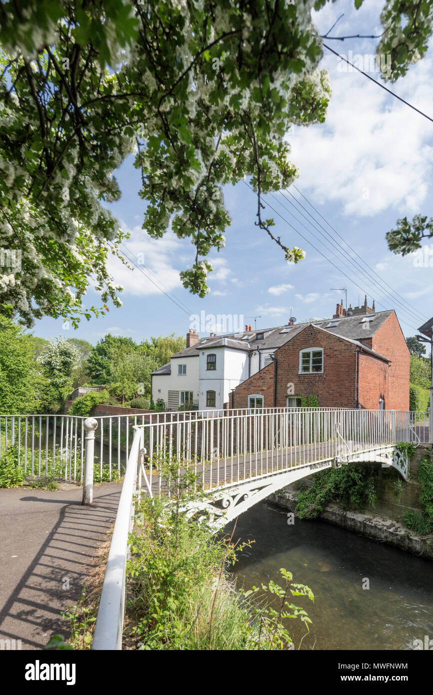 Einer Ruhigen Gegend mit Blick auf den Fluss Lugg, Leominster, Herefordshire, England, Großbritannien Stockfoto