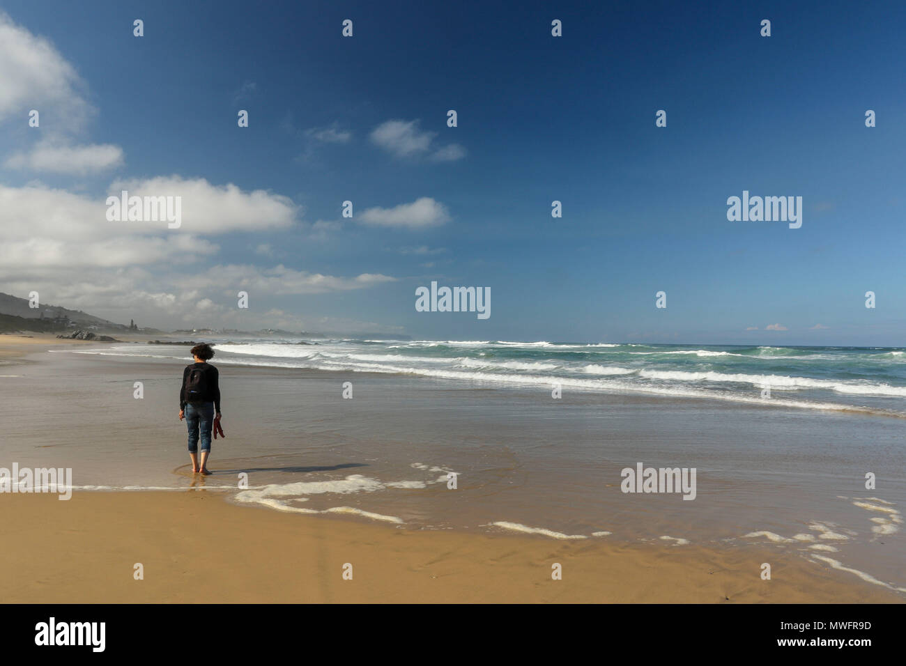 Urlauber am Strand von Wilderness, Garden Route, Wüste, Südafrika Stockfoto