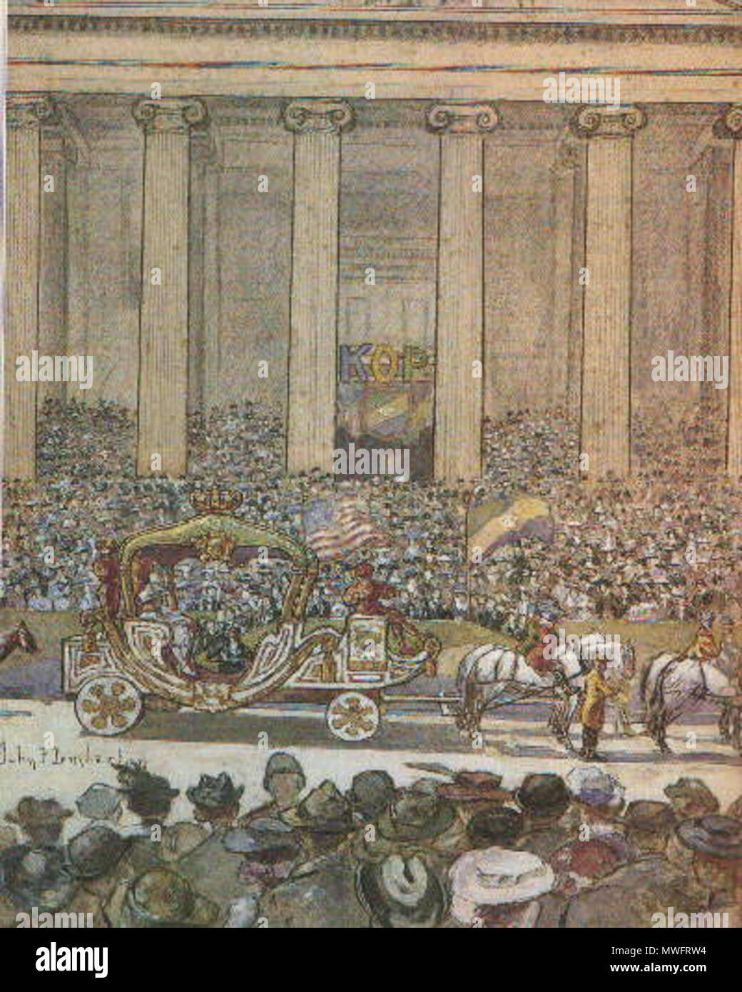 . Mardi Gras Parade vor der City Hall, New Orleans, 1907. Wahrscheinlich Krewe von Proteus; Hinweis Buchstaben "KOP". 1907 395 Mardi Gras 1907 J P Pemberton Stockfoto