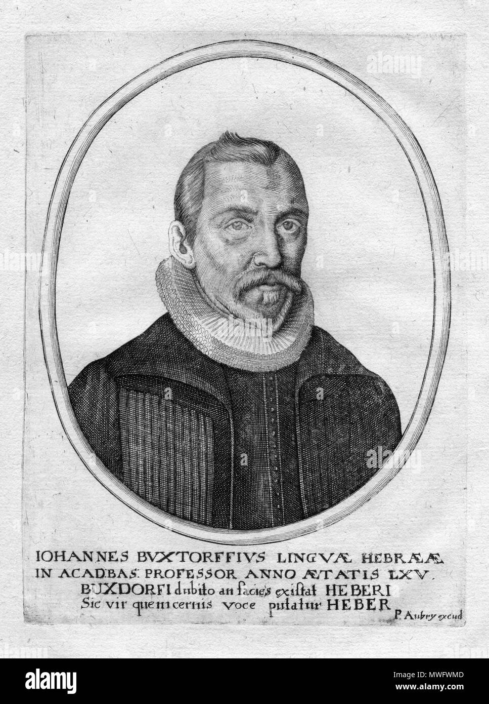 . Français: Porträt gravé. Datum unbekannt. Pierre Aubry 319 Johannes Buxtorf Stockfoto