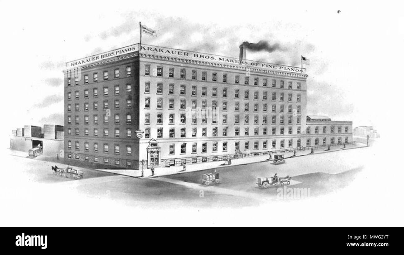. Englisch: Fabrik der Krakauer Bros piano Hersteller in New York City. um 1910. Unbekannt 347 Krakauer Bros NYC Stockfoto