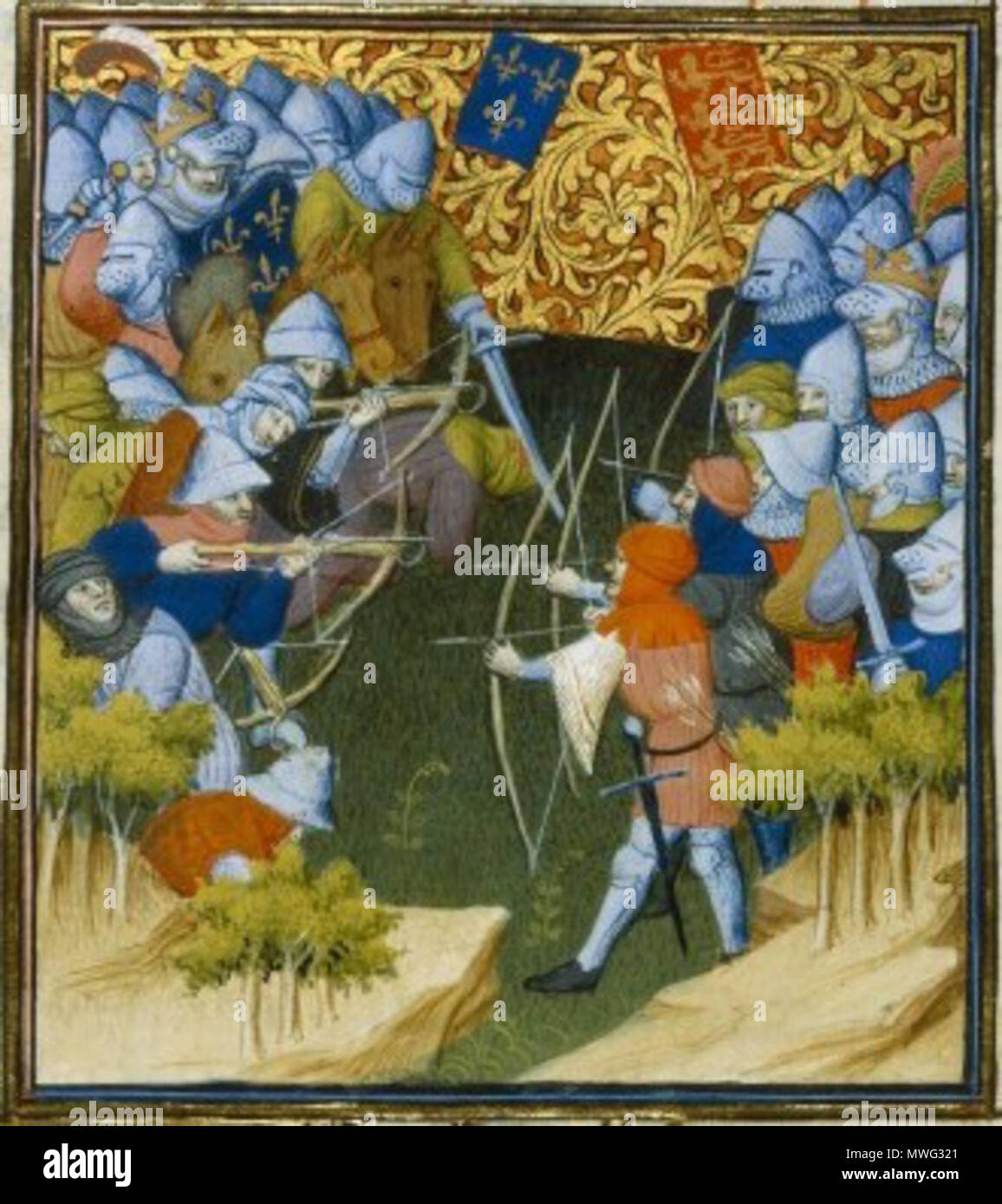 . Français: Schlacht von Crécy. 15. Jahrhundert. Anonym 348 Krescak 1. Stockfoto